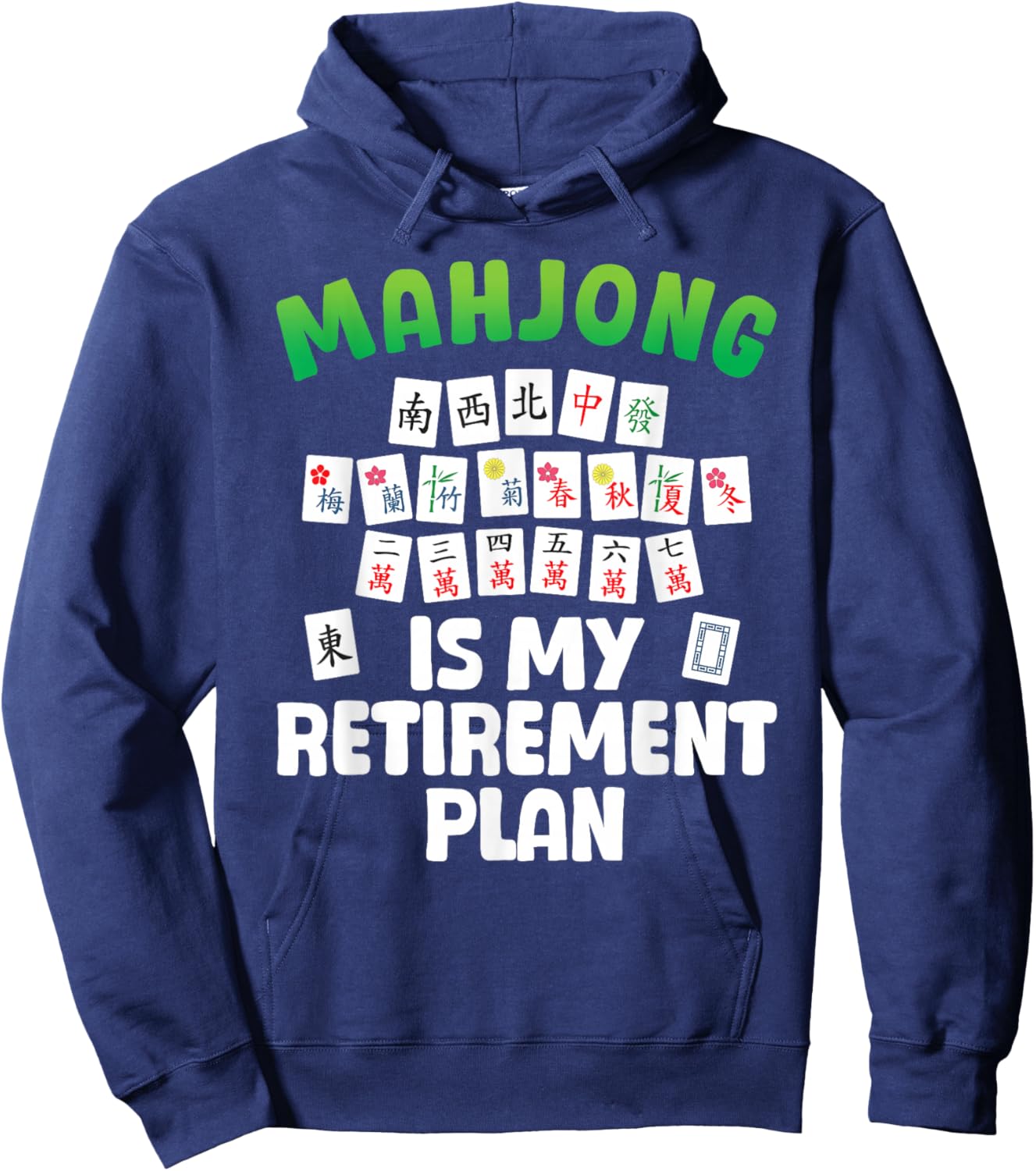 Funny Mahjong Art Women Retirement Mahjong Player Hoodie - Hoodie | Navy