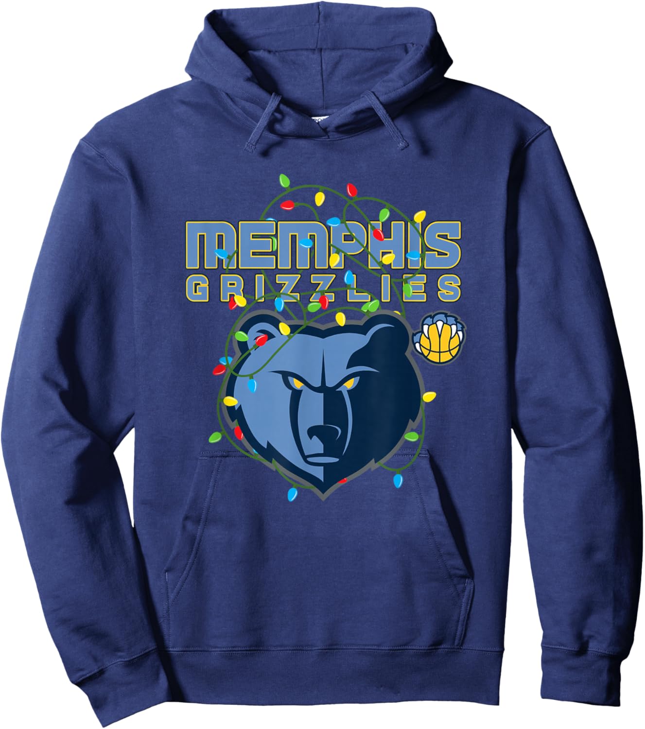 NBA Memphis Grizzlies Christmas Lights Holiday Hoodie - Hoodie | Navy