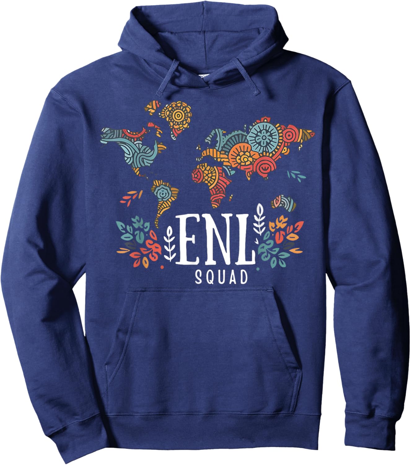 Retro Floral ENL Squad Teacher English New Language Teams Hoodie - Hoodie | Navy