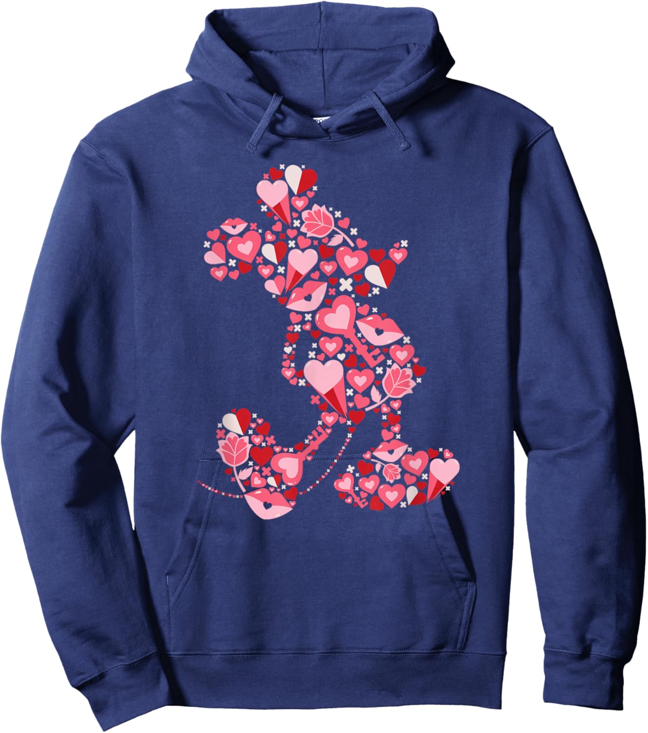 Disney Mickey Mouse Silhouette with Valentine’s Day Hearts Hoodie - Hoodie | Navy