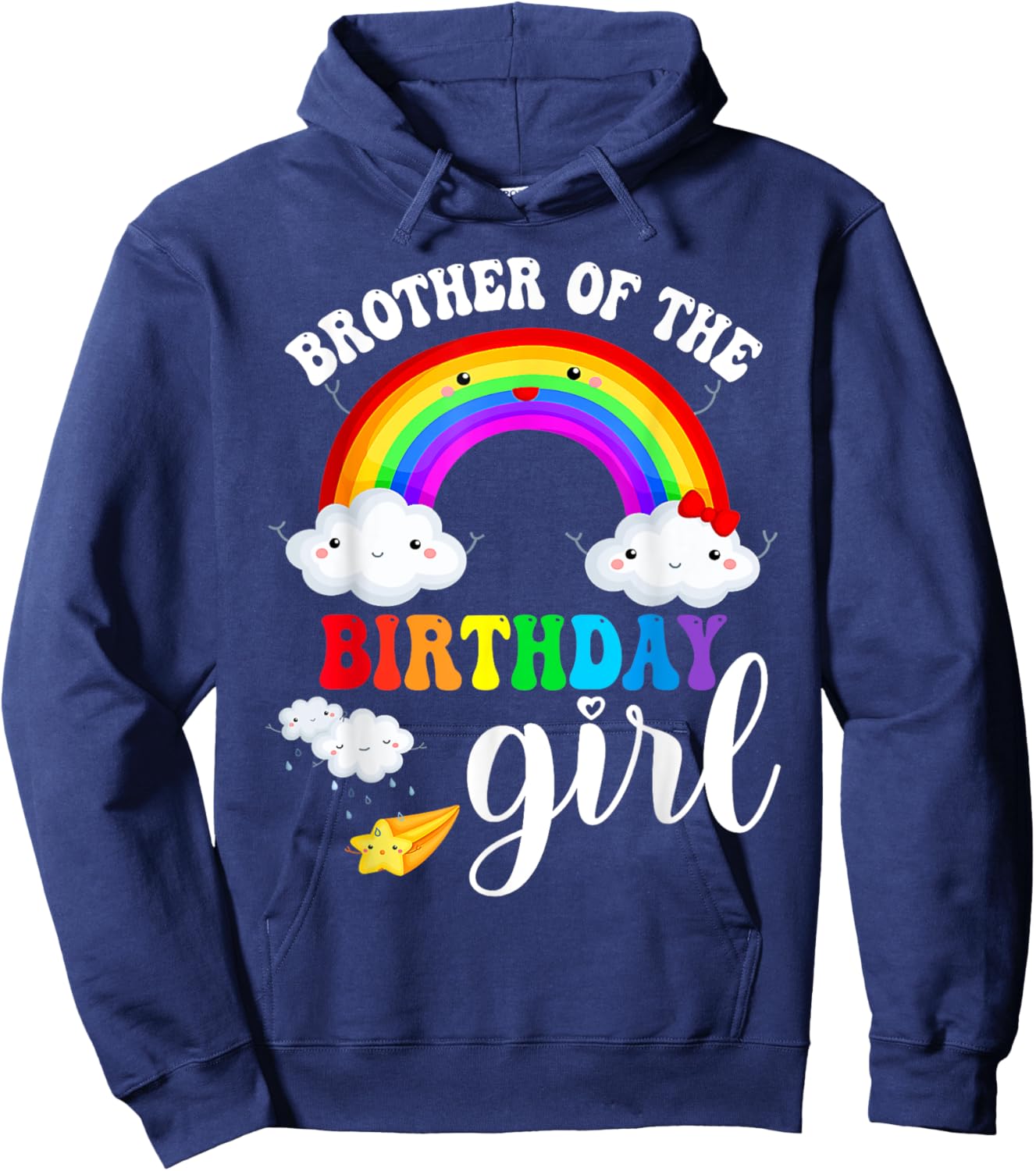 Brother of The Birthday Girl Rainbow B-Day Matching Family Hoodie - Hoodie | Navy