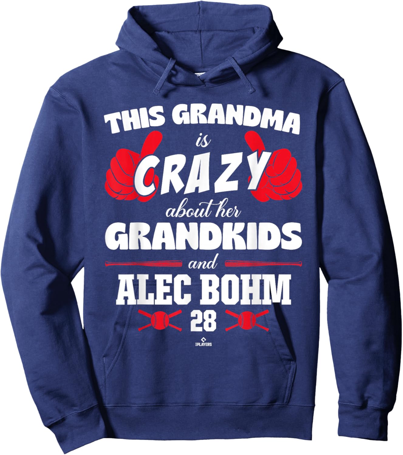 Grandma Crazy for Alec Bohm Philadelphia Baseball MLBPA Hoodie - Hoodie | Navy
