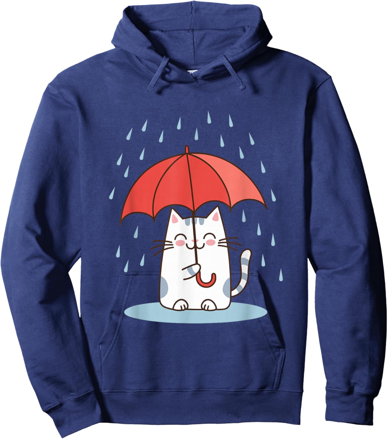 Raining Cat Under Umbrella Autumn Cat Hoodie - Hoodie | Navy