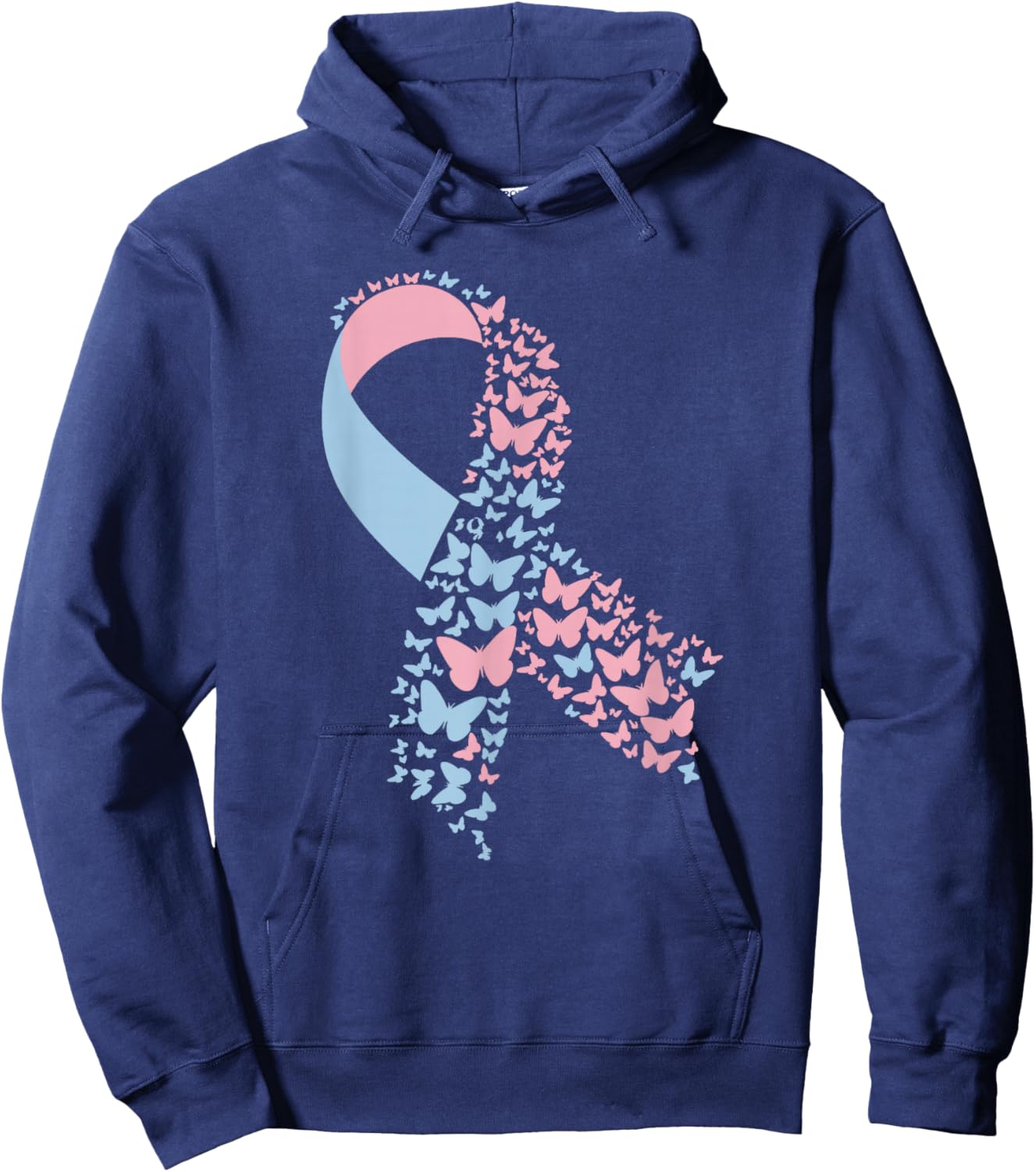 Butterfly Ribbon Pregnancy And Infant Loss Awareness Month Hoodie - Hoodie | Navy