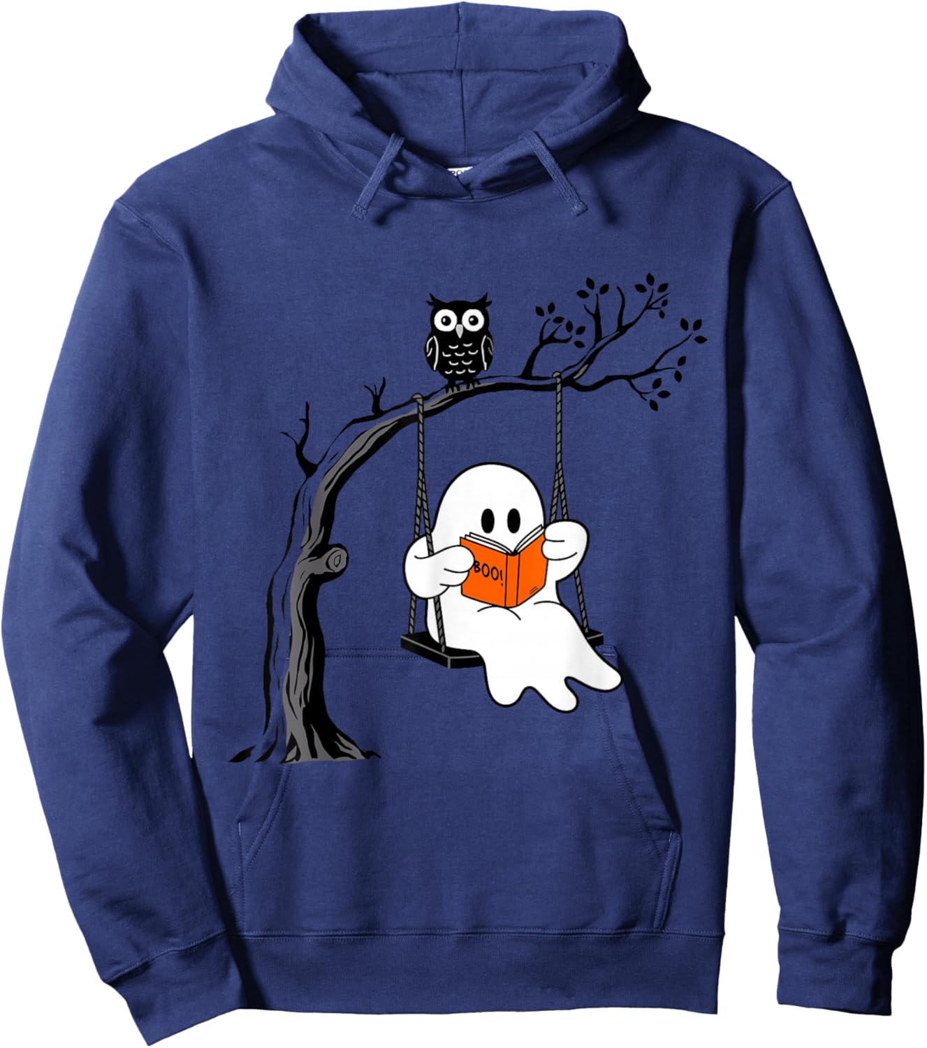 Halloween Ghost Swing Reading Vintage Costume Women Kids Men Hoodie - Hoodie | Navy