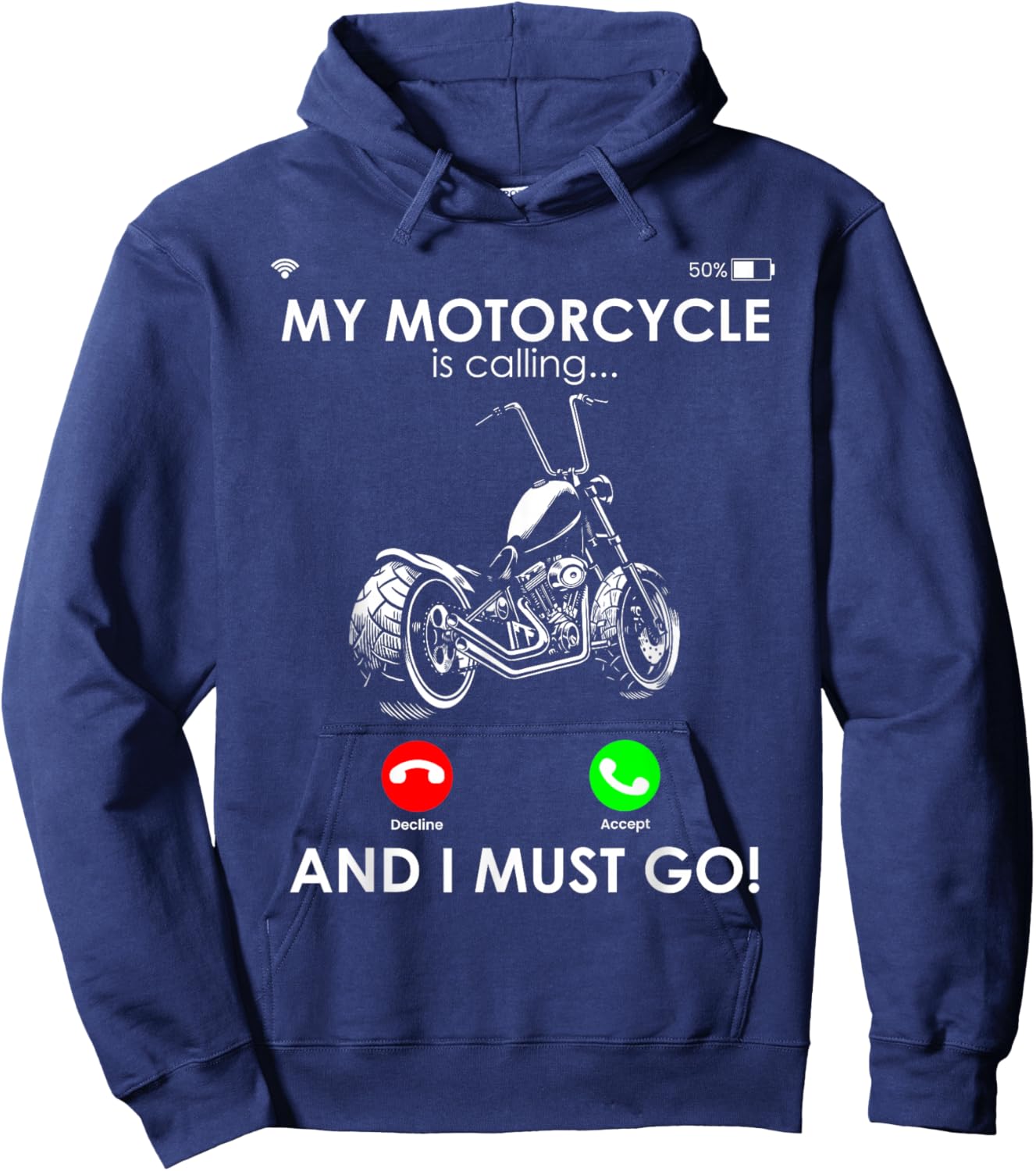 MY Motorcycle IS CALLING... AND I MUST GO! Motorcycle Driver Hoodie - Hoodie | Navy