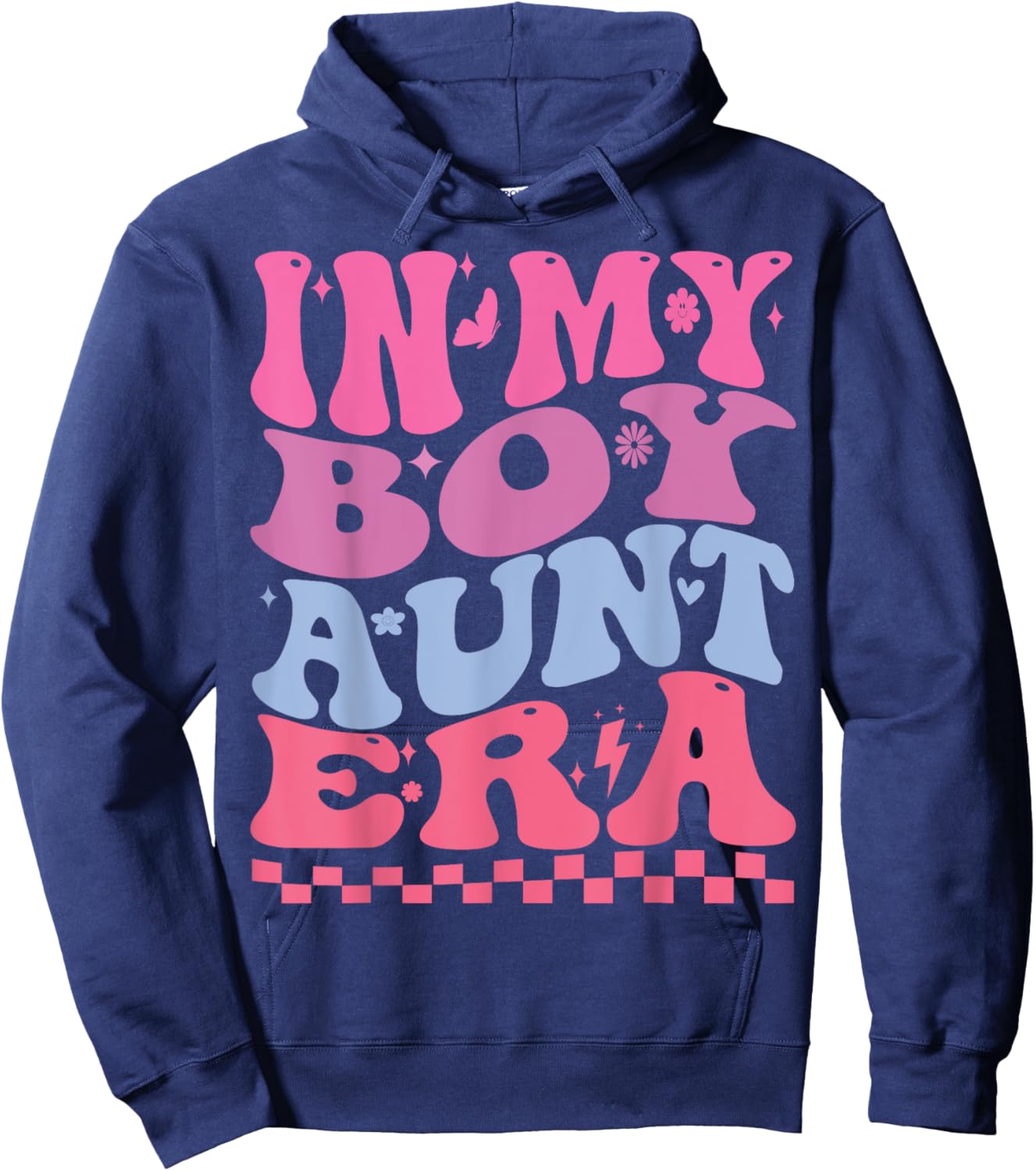 In My Boy Aunt Era Groovy Aunt Retro Aunt Funny Hoodie - Hoodie | Navy