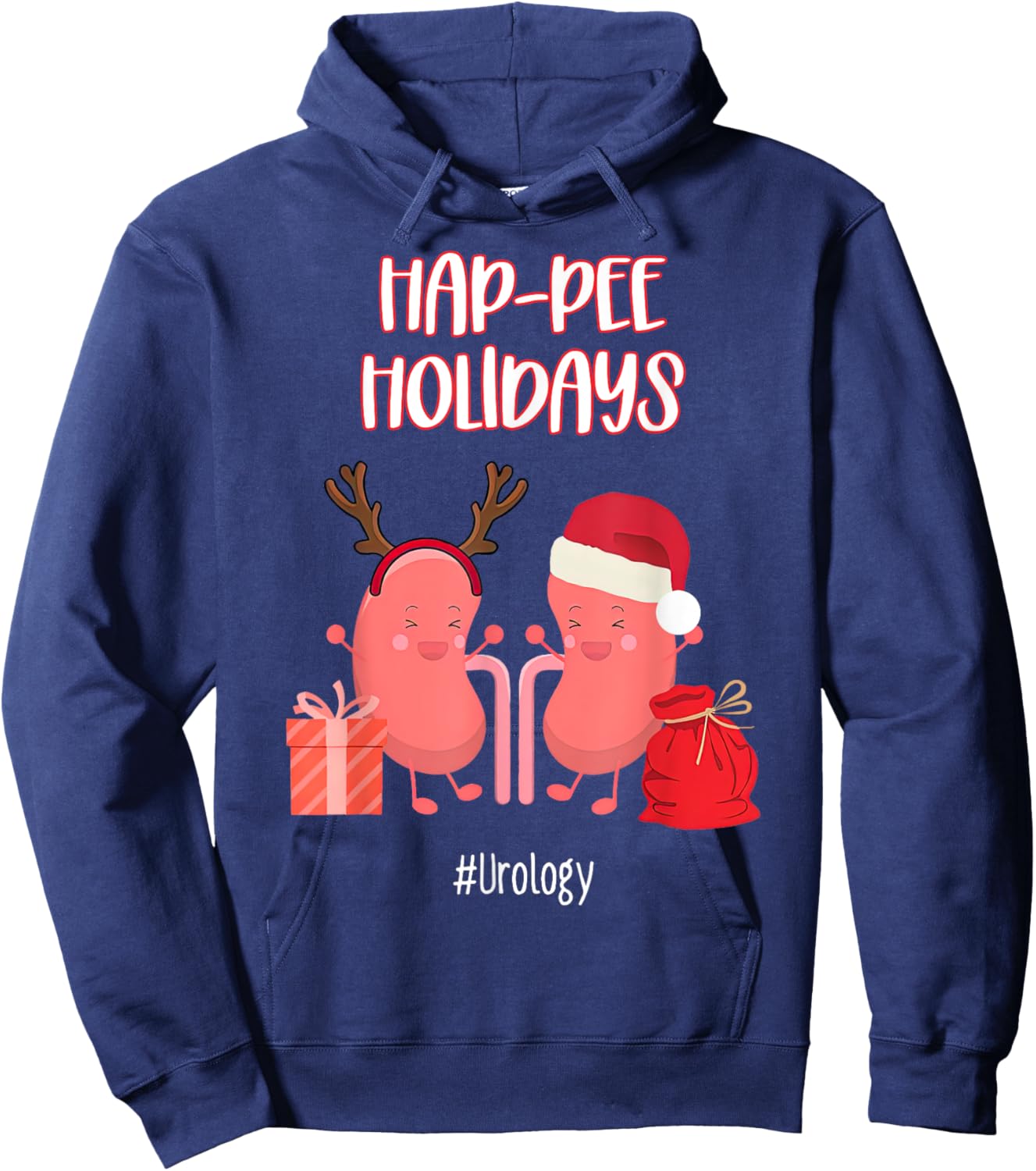 Hap-pee Urology Nurse Nephrology Urologist Nursing Christmas Hoodie - Hoodie | Navy