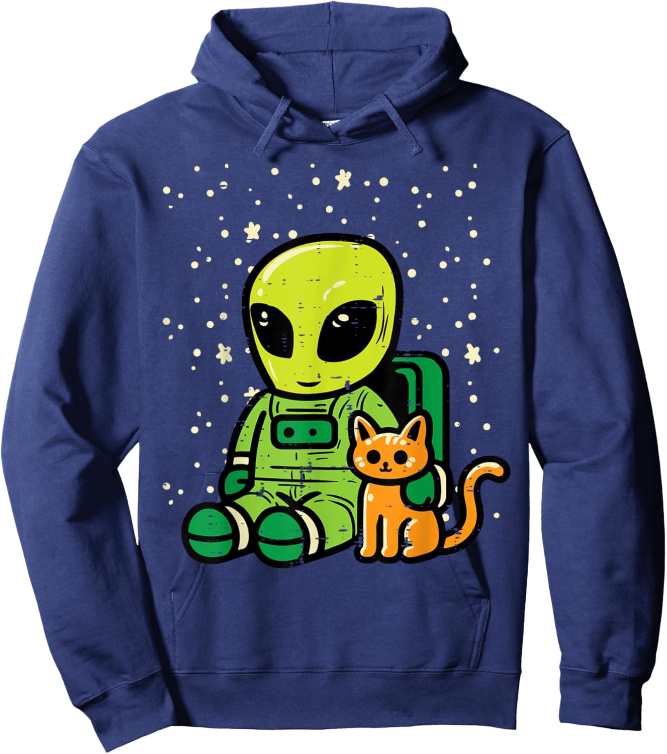 Alien Astronaut Cat Sitting Cute Ufo Girls Boys Kids Women Hoodie - Hoodie | Navy