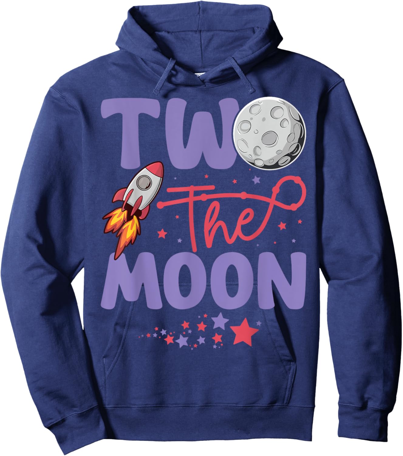 Two The Moon Birthday Outfit Girl 2 Year Old 2nd Birthday Hoodie - Hoodie | Navy