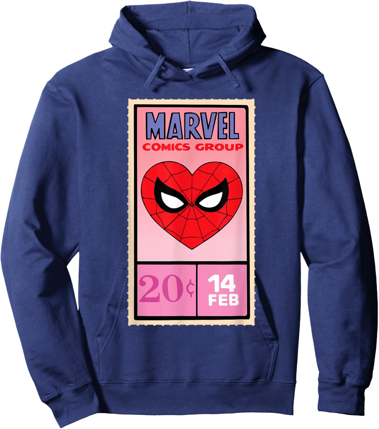 Marvel Retro Comics Valentine’s Day Card Spider-Man Heart Hoodie - Hoodie | Navy