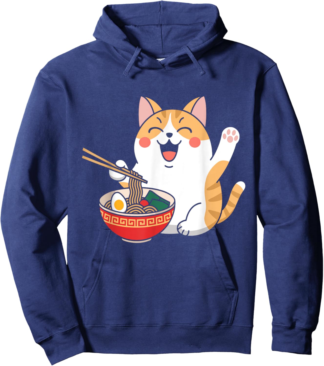Kawaii Ramen Cat Japanese Anime Kawaii Ramen Hoodie - Hoodie | Navy