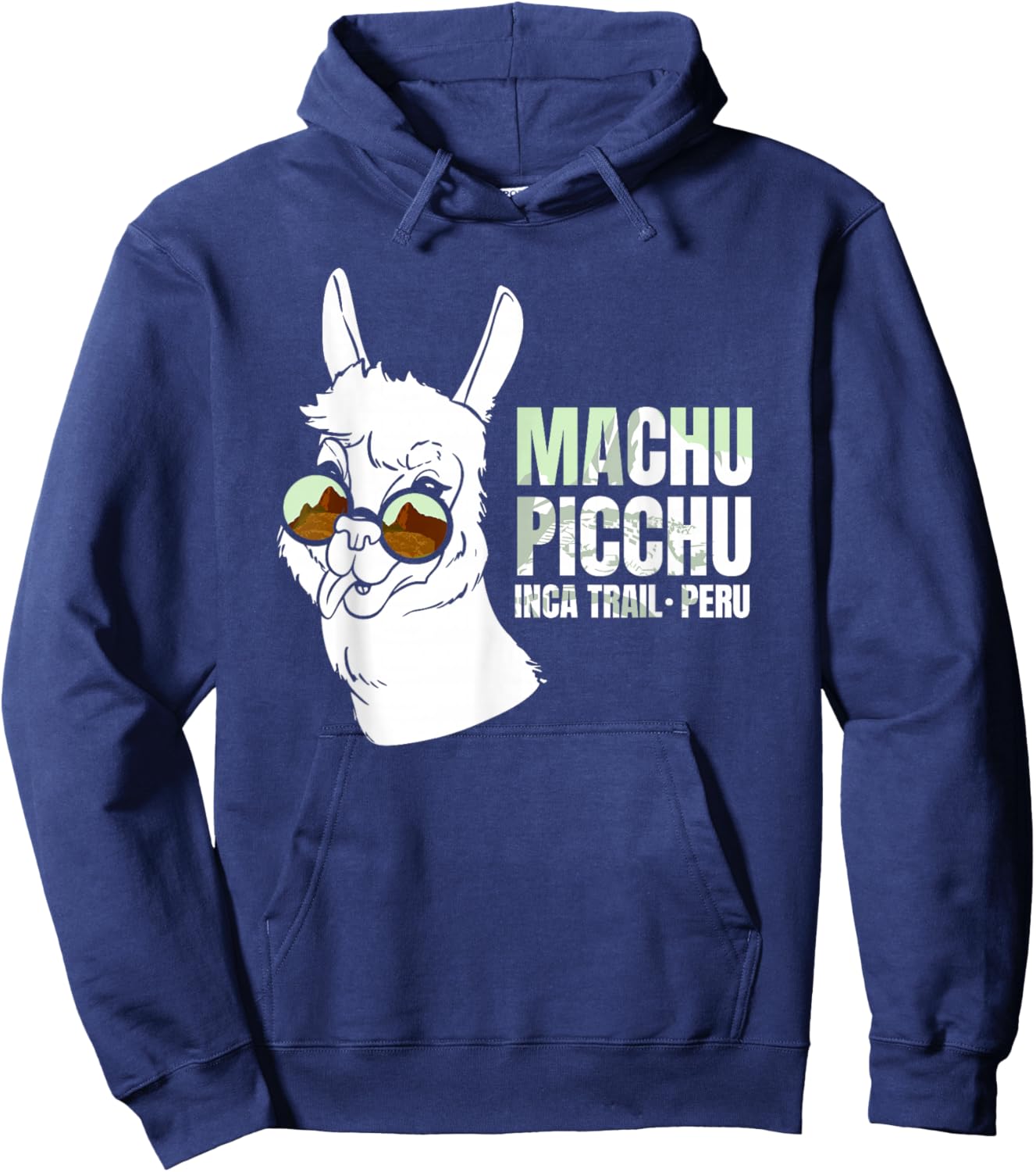 Machu Picchu Inca Trail Peru Llama Cultural Heritage Ruins Hoodie - Hoodie | Navy