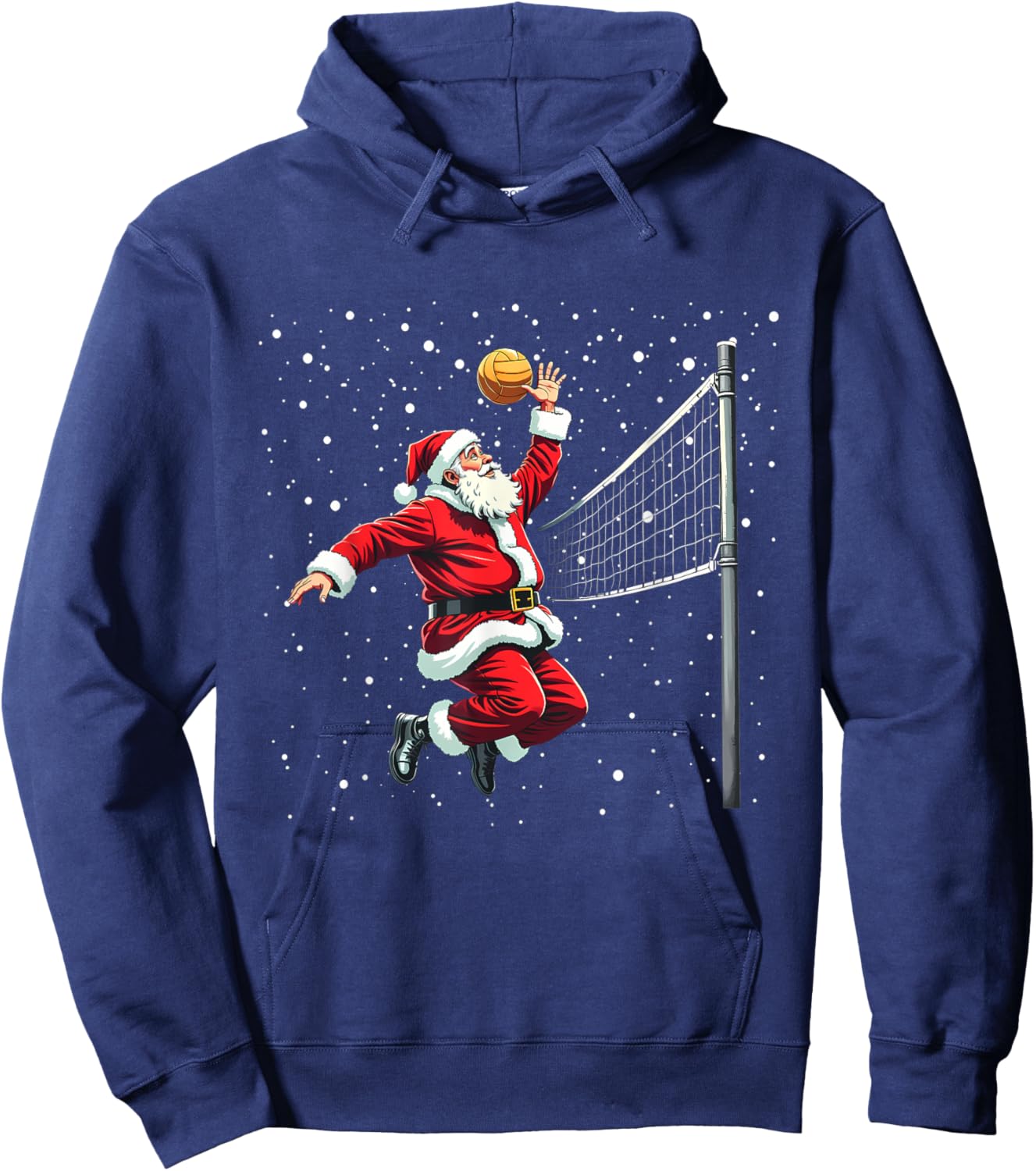 Santa Claus Volleyball Player Christmas Winter Holiday Xmas Hoodie - Hoodie | Navy
