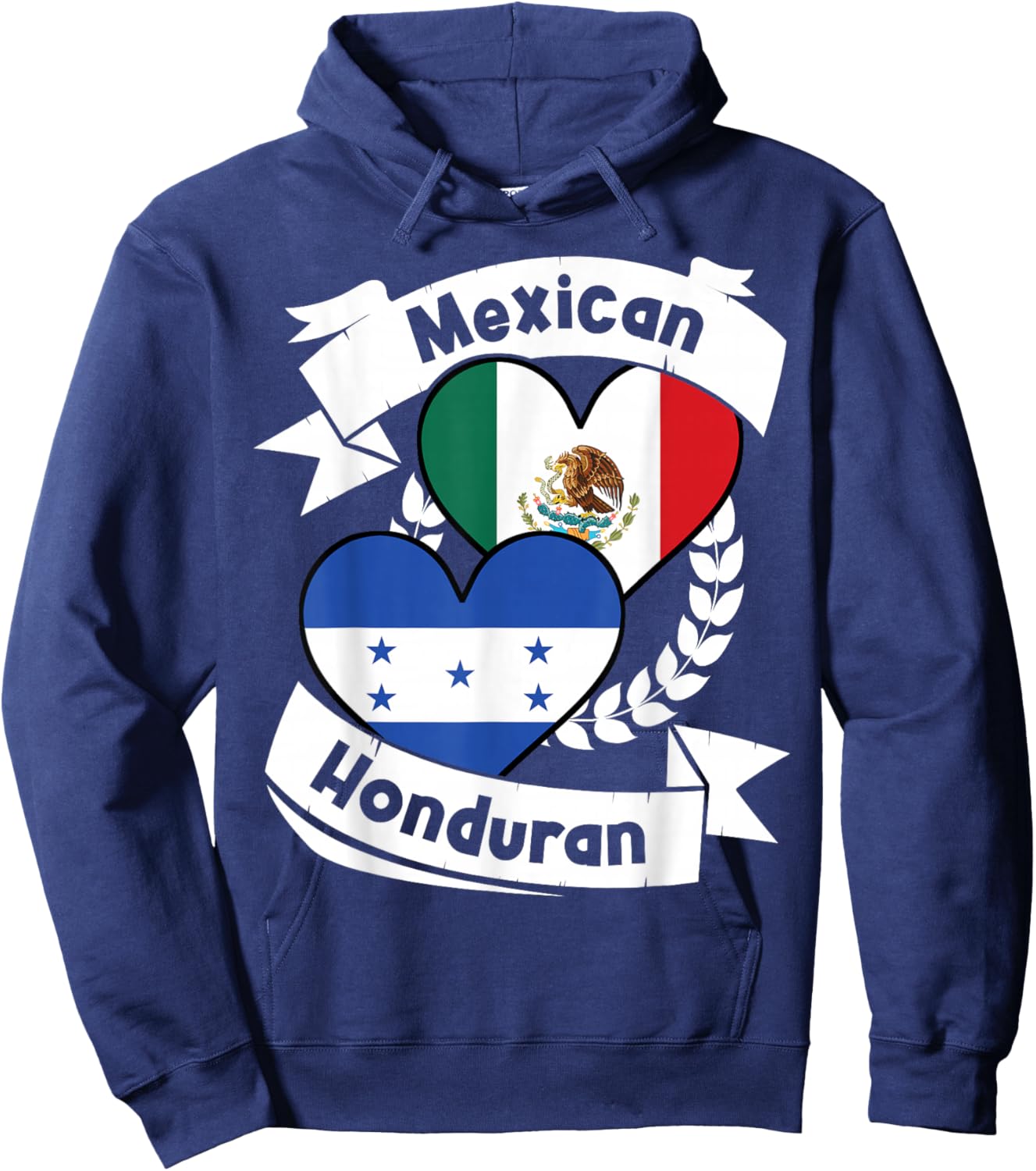 Mexican Honduran Heart Flags Mexico Honduras Hoodie - Hoodie | Navy