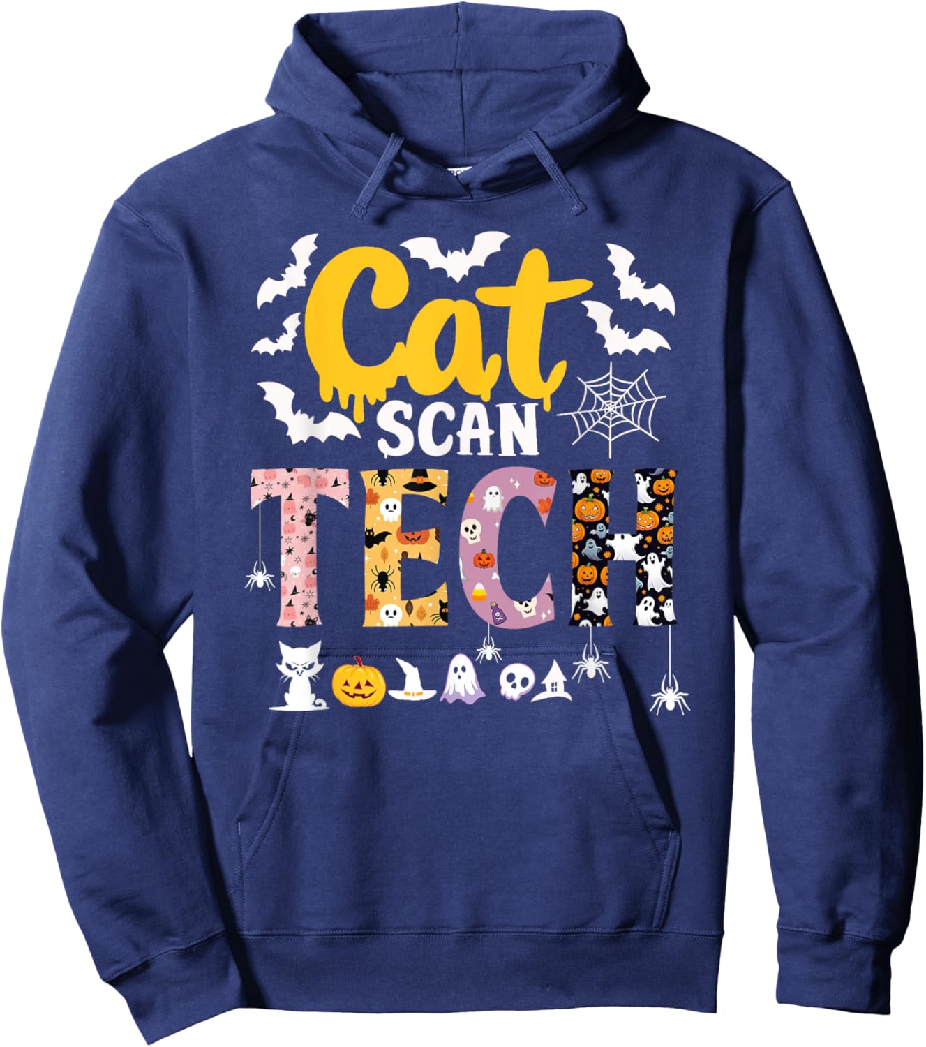 Cat Scan CT Rad Tech Halloween Costume Spider Fly Bat Spooky Women Kids Hoodie - Hoodie | Navy