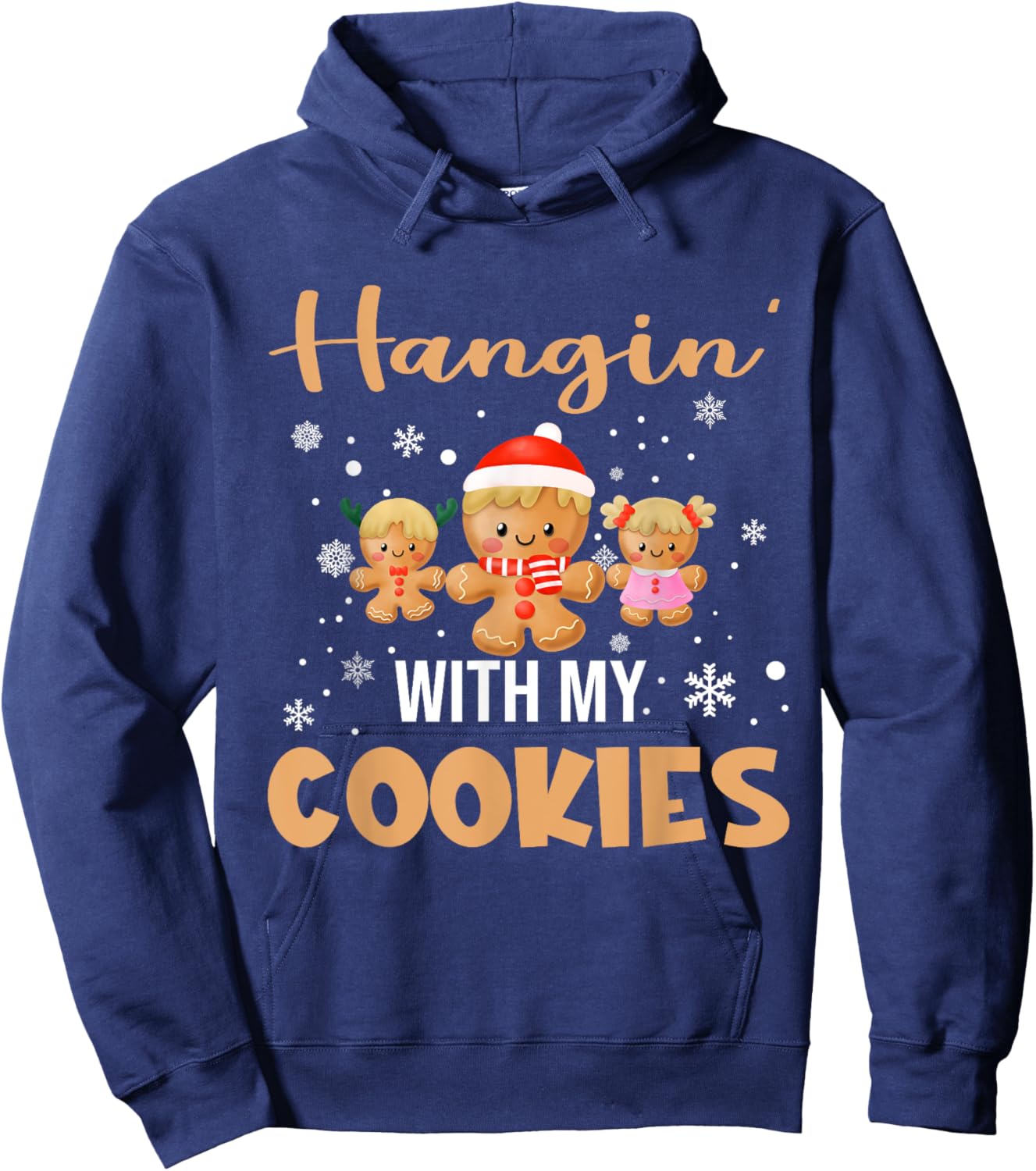 Hangin With My Cookies Gingerbread Women Christmas Teacher Hoodie - Hoodie | Navy