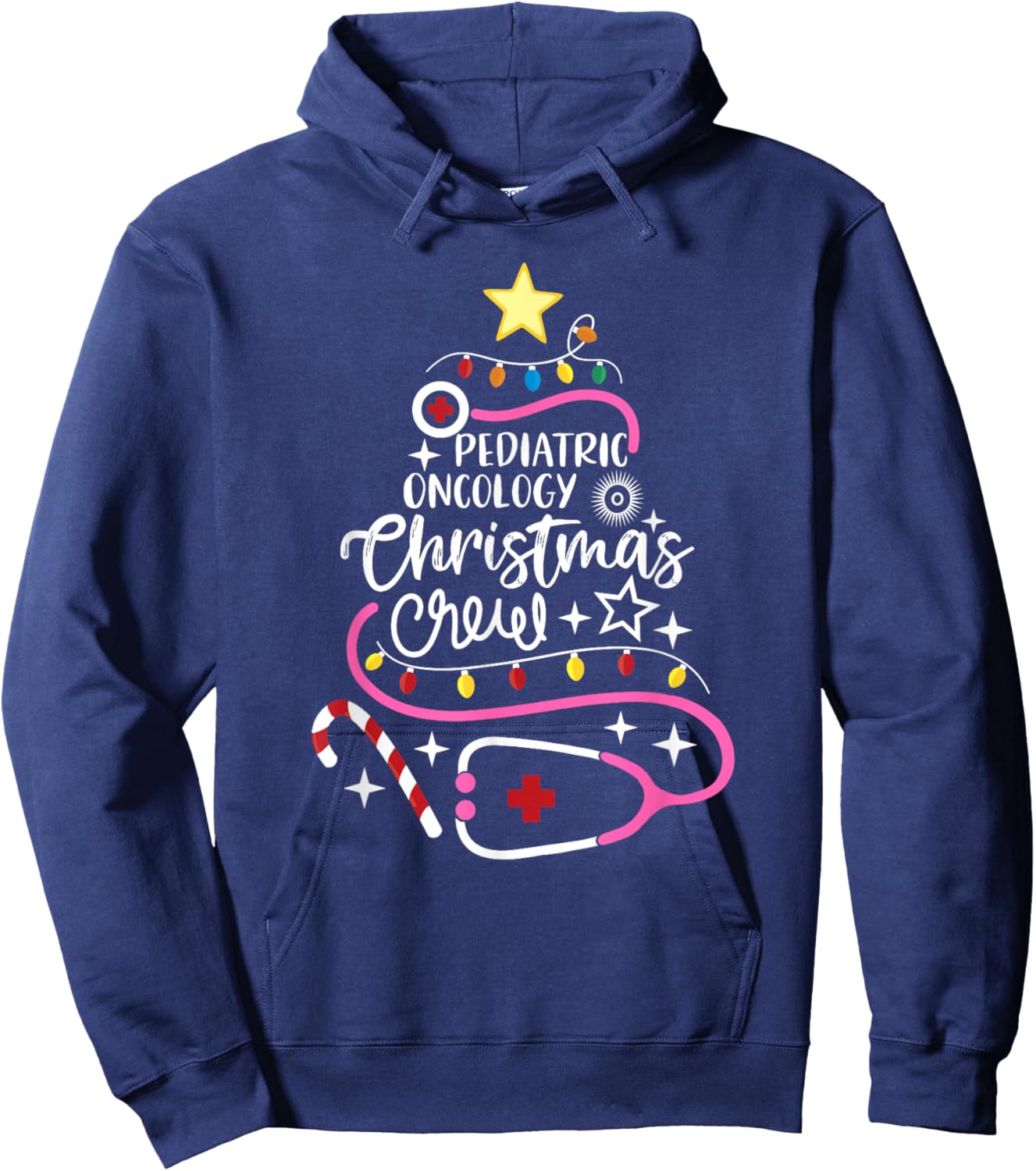 Pediatric Oncology Christmas Crew Tech Hem/Onc Nurse Hoodie - Hoodie | Navy