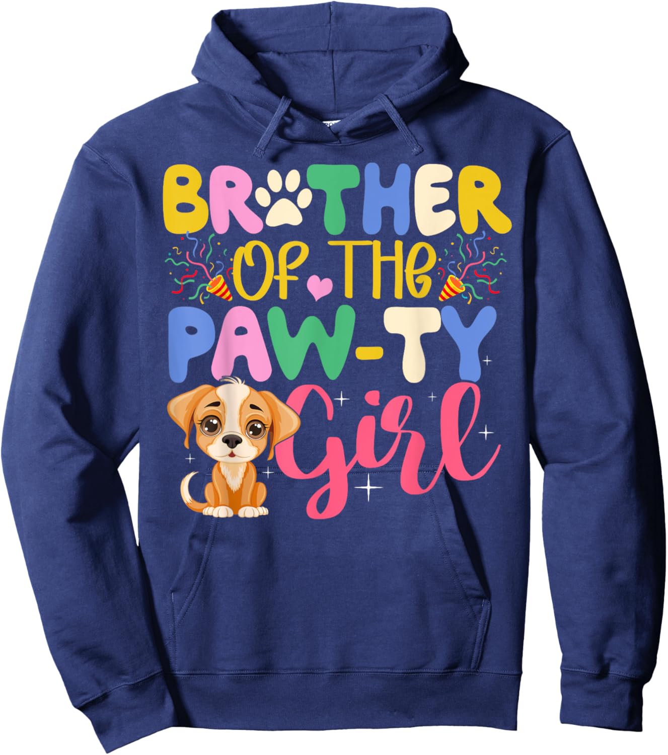 Brother Of The Paw-ty Girl Dog Family Shirt Funny Gift Hoodie - Hoodie | Navy