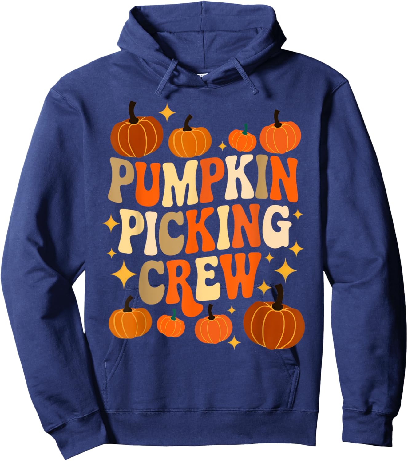 Groovy Pumpkin Picking Crew Matching Family Autumn Hoodie - Hoodie | Navy