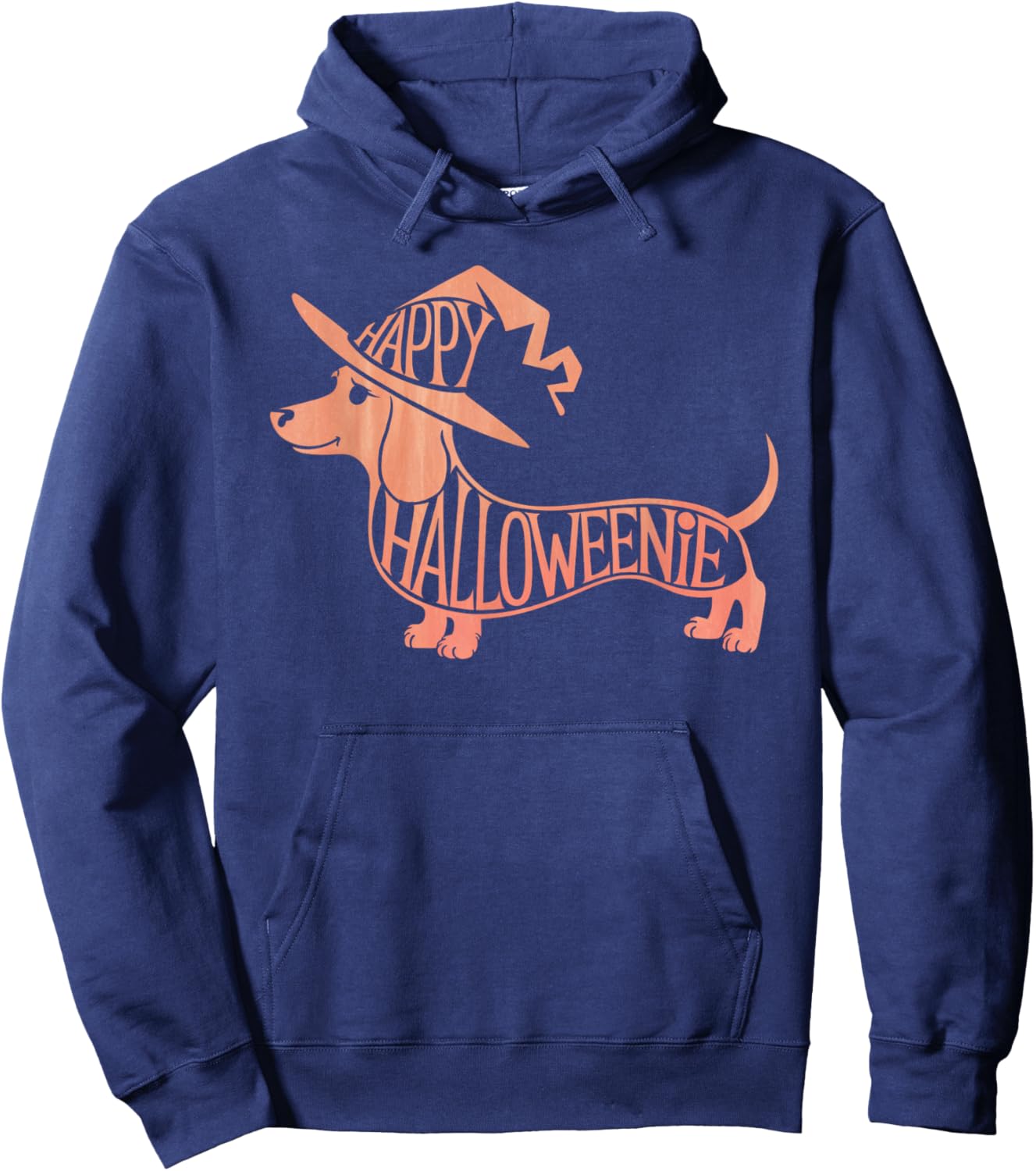 Happy Halloweenie Weiner Dog Cute Dachshund Witch Hat Hoodie - Hoodie | Navy