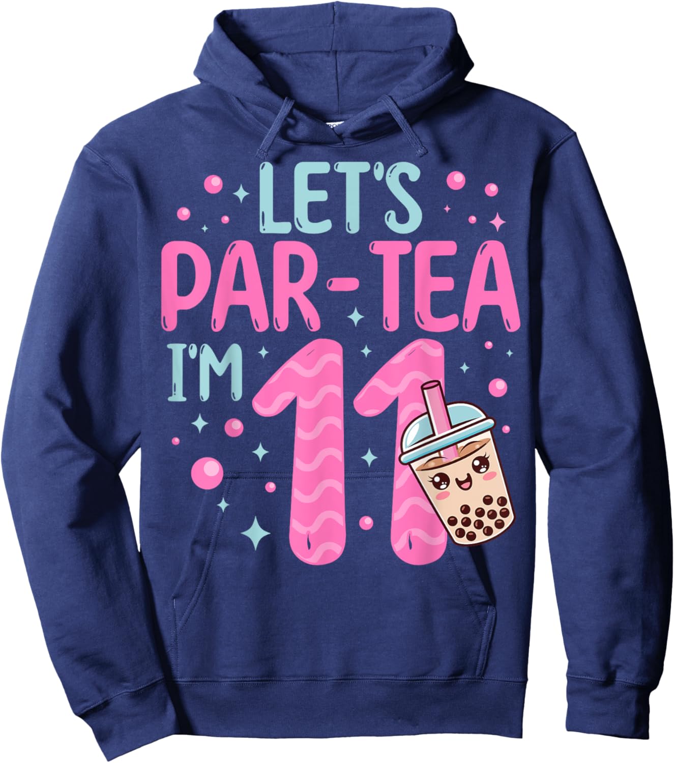 Let's Par-tea I'm 11 Years Old 11th Birthday Bubble Boba Tea Hoodie - Hoodie | Navy