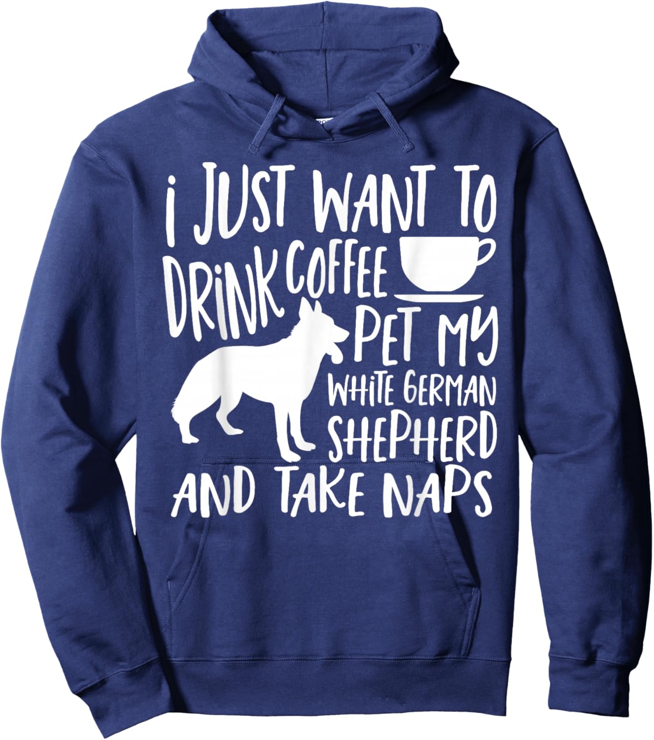 White Shepherd Dog Coffee Lover White German Shepherd Hoodie - Hoodie | Navy