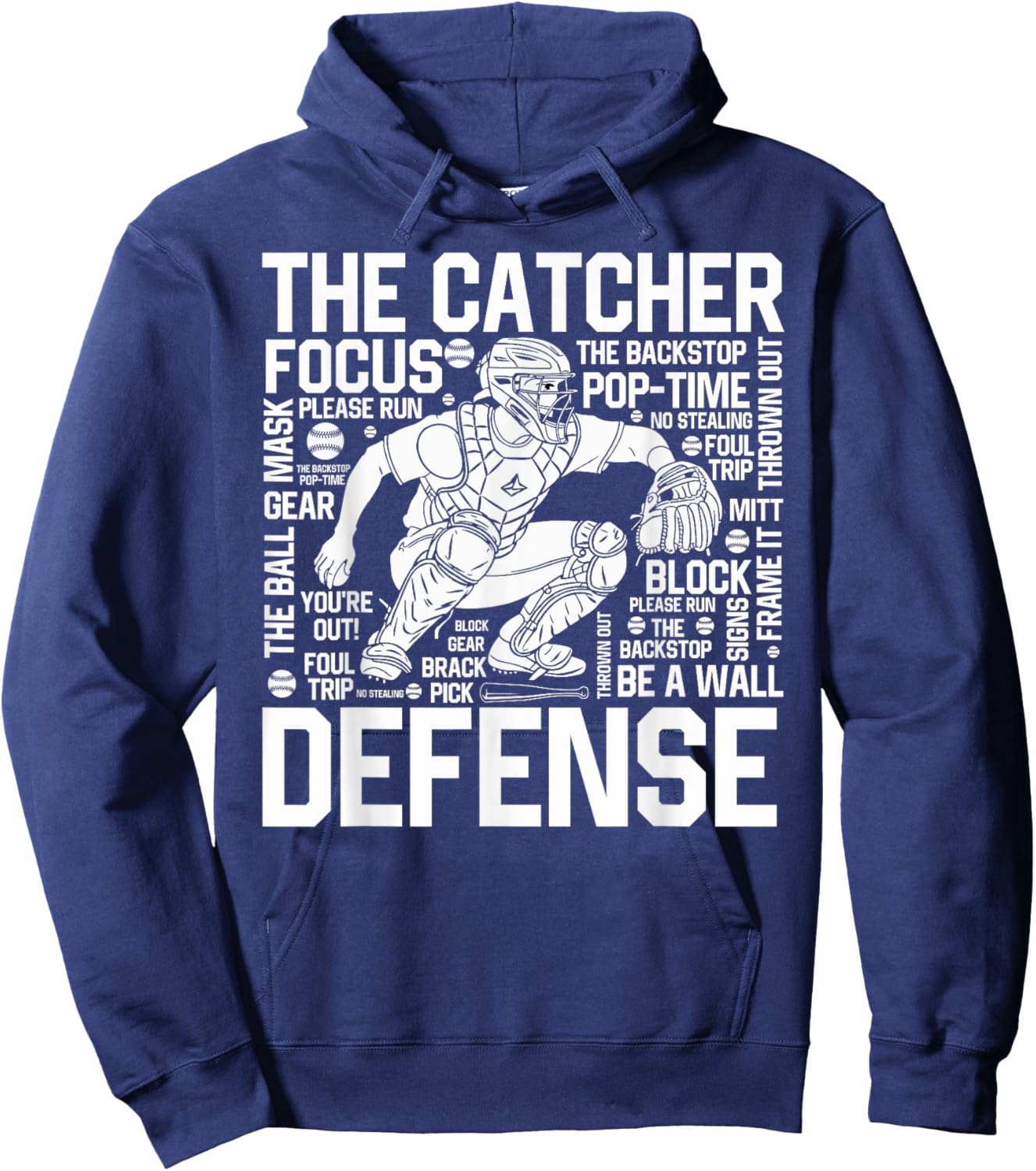 Baseball Softball Catcher Position Word Art Player Game Day Hoodie - Hoodie | Navy