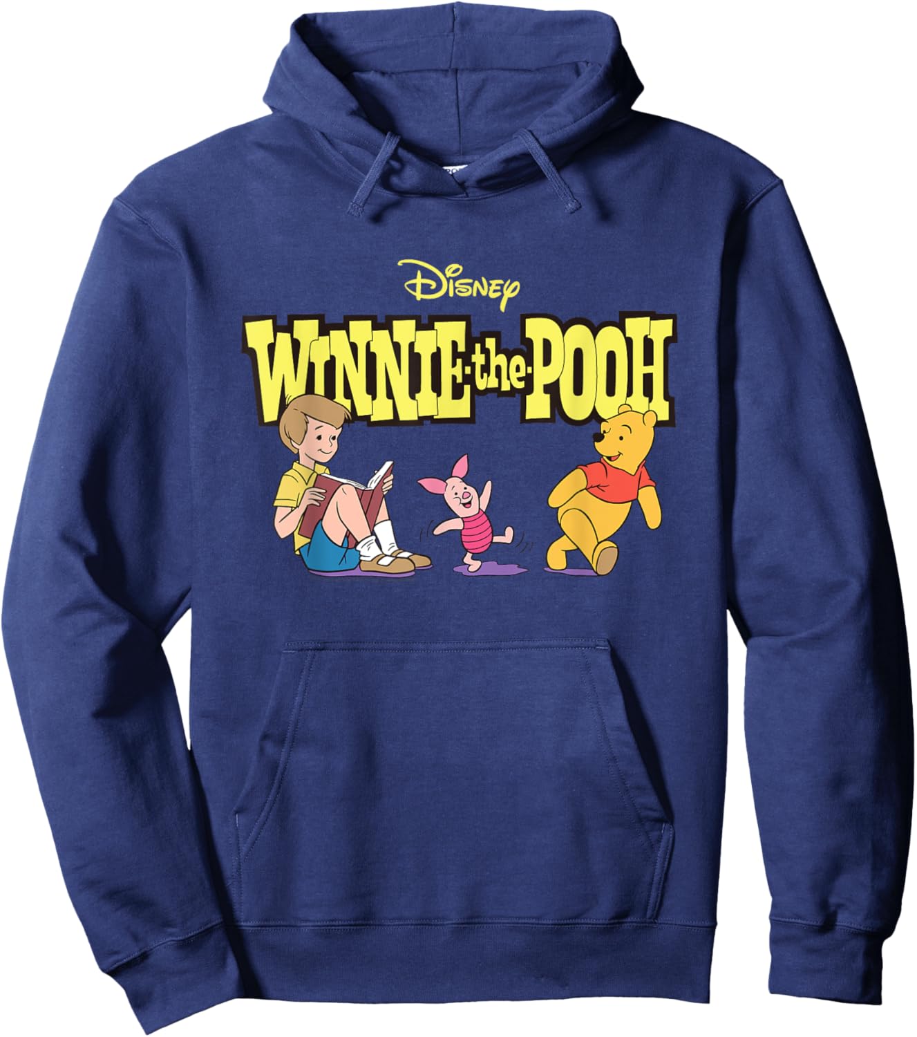 Disney Winnie the Pooh Piglet & Christopher Robin with Logo Hoodie - Hoodie | Navy