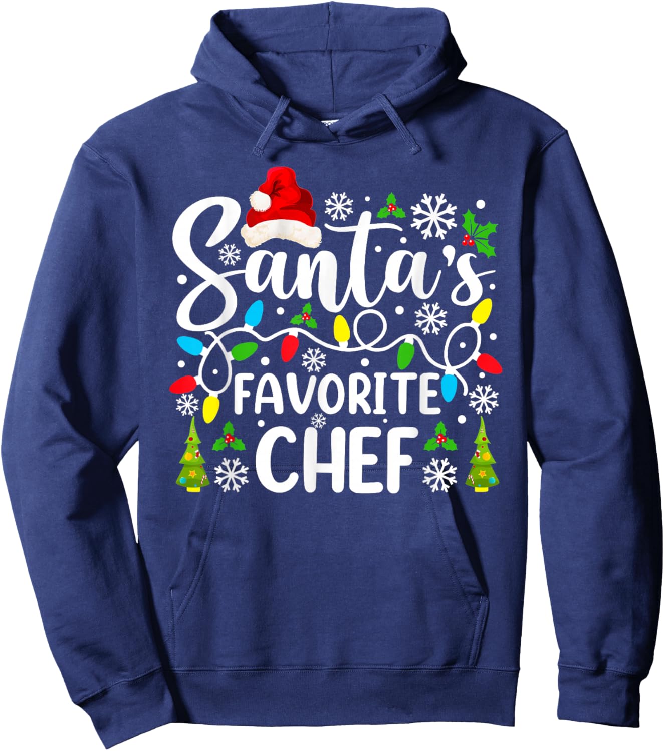 Santa's Favorite Chef Funny Christmas Family Matching Hoodie - Hoodie | Navy