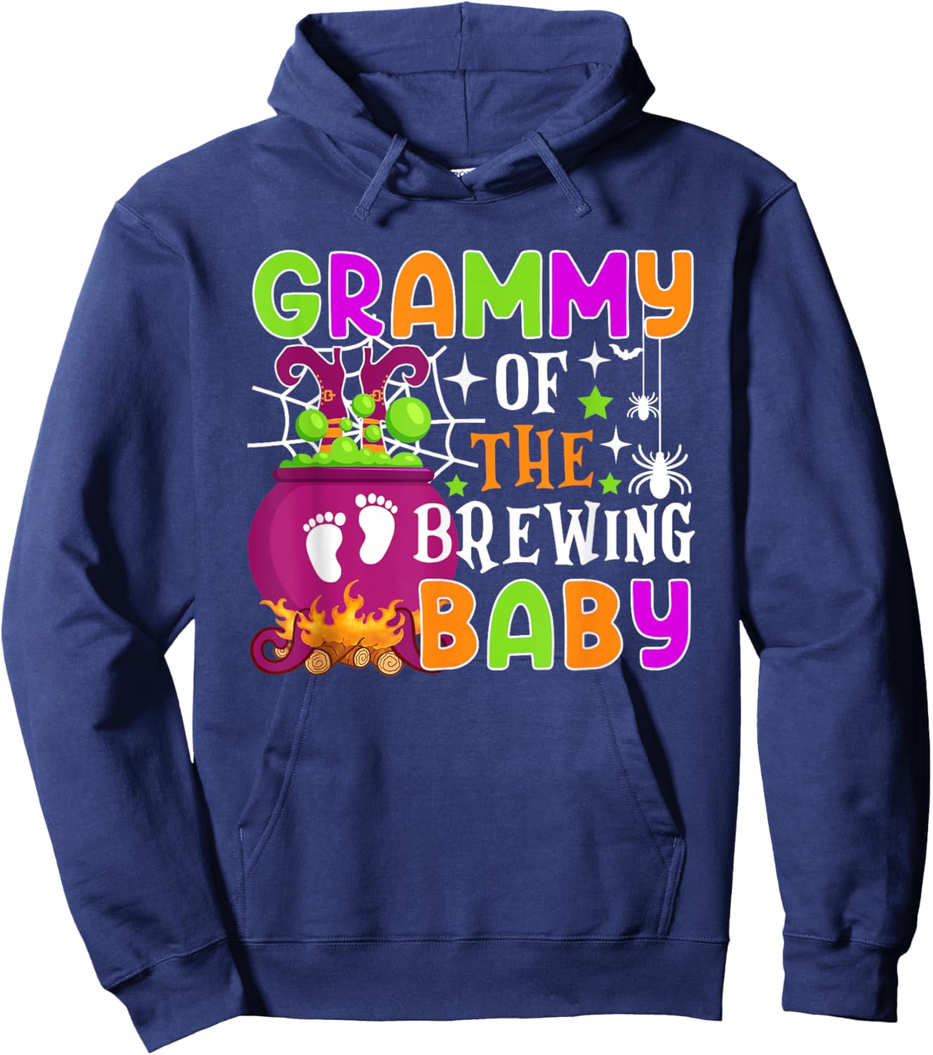 Grammy of Brewing Baby Halloween Theme Baby Shower Spooky Hoodie - Hoodie | Navy