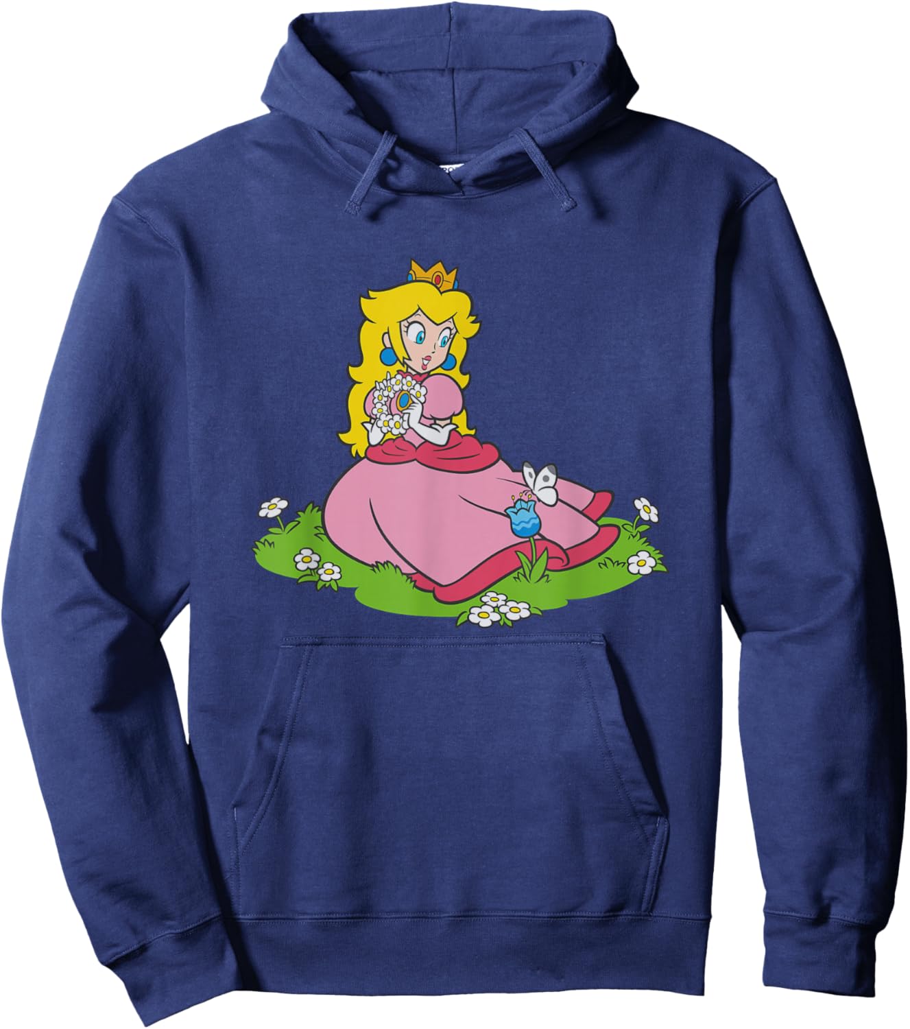 Super Mario Bros Princess Peach & Butterfly Portrait Hoodie - Hoodie | Navy