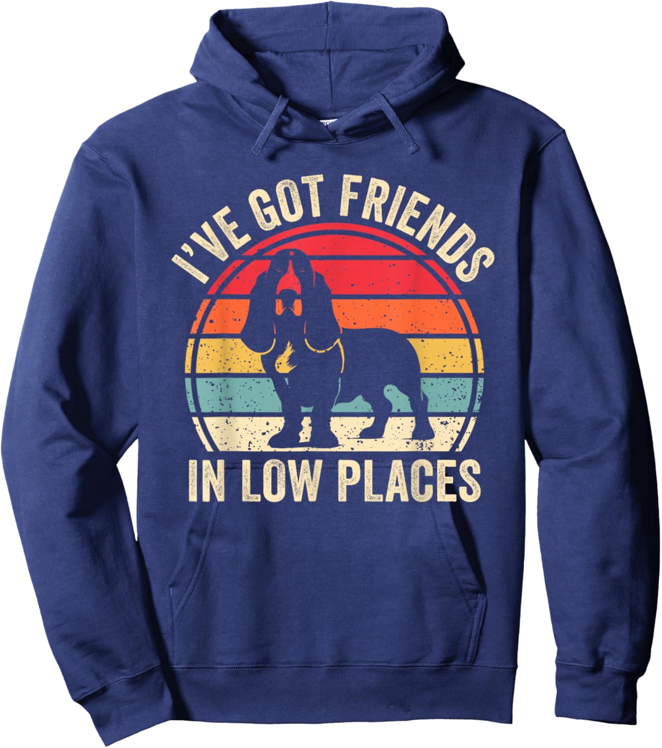 I've Got Friends In Low Places Funny Basset Hound Dog Lover Women Kids Hoodie - Hoodie | Navy