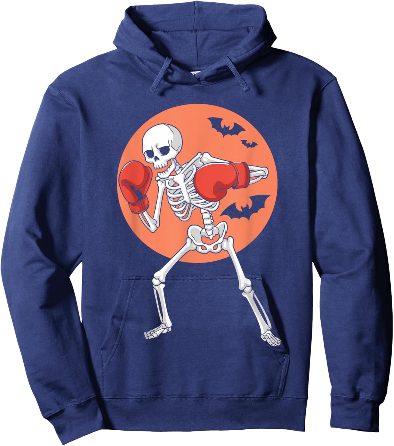 Funny Skeleton Boxing Lovers Spooky Halloween Boxer Moon Hoodie - Hoodie | Navy