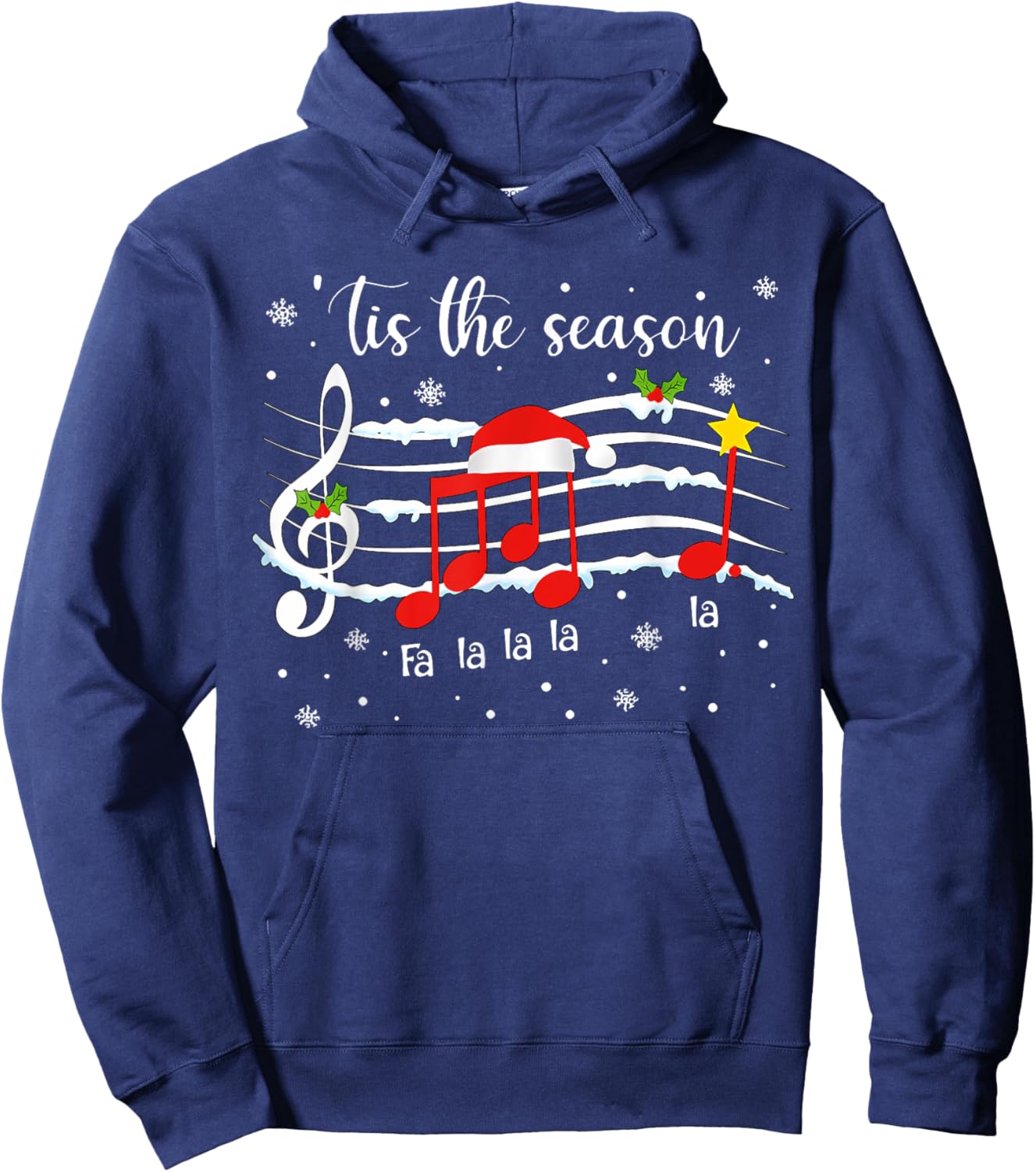 Tis The Season Music Notes Teacher Christmas Treble Clef Hoodie - Hoodie | Navy