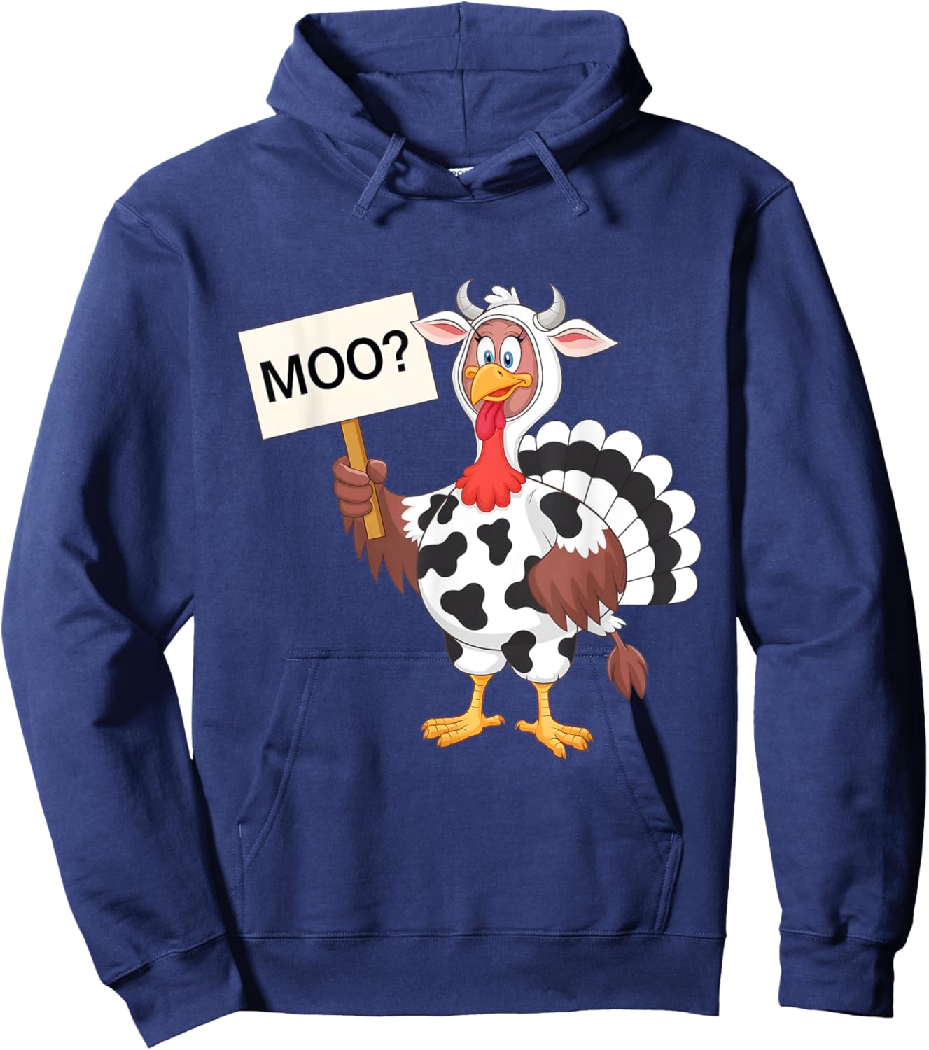 Funny Happy Thanksgiving Turkey Moo? Cow Costume Hoodie - Hoodie | Navy