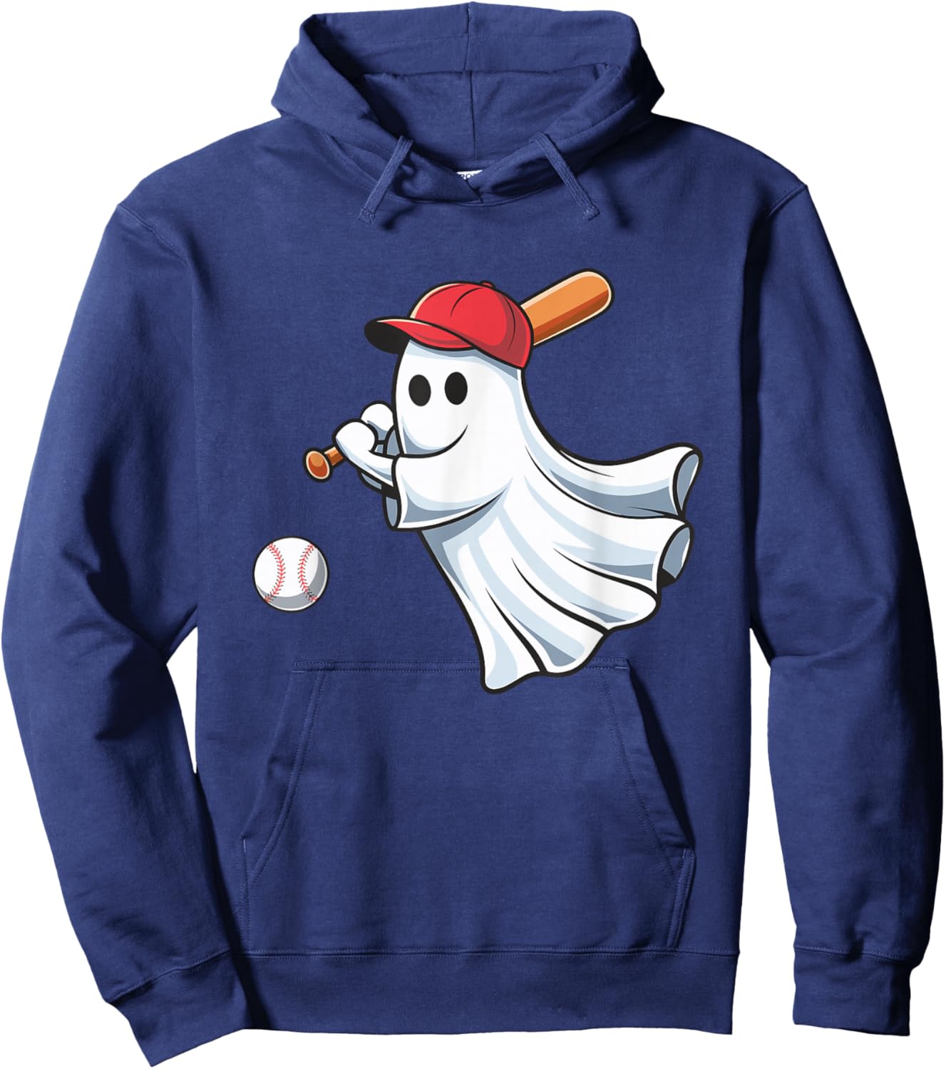 Ghost Playing Baseball Halloween Costume for Boys Kids Hoodie - Hoodie | Navy