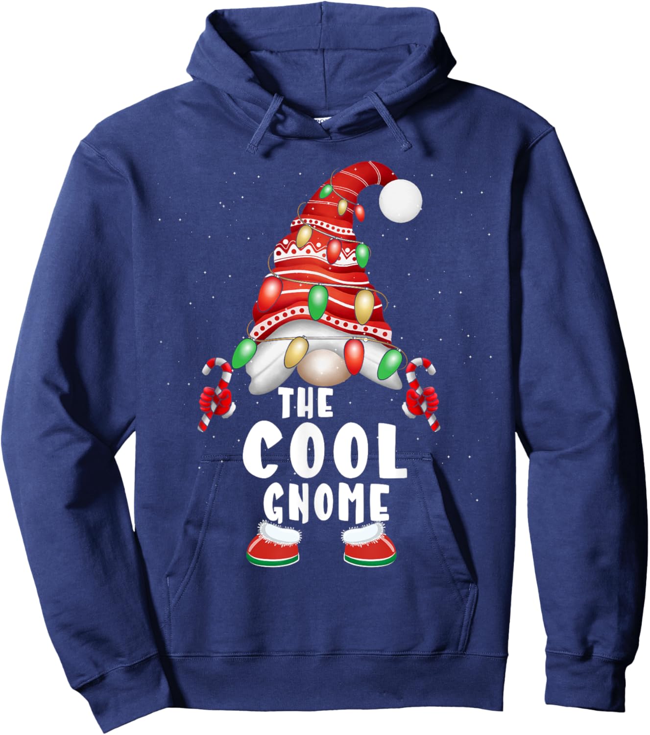 Cool Gnome Buffalo Plaid Matching Family Christmas Hoodie - Hoodie | Navy