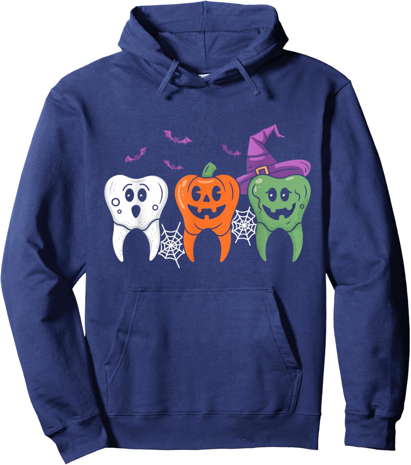 Teeth Ghost Pumpkin Witch Cute Dental Halloween Dentist Hoodie - Hoodie | Navy