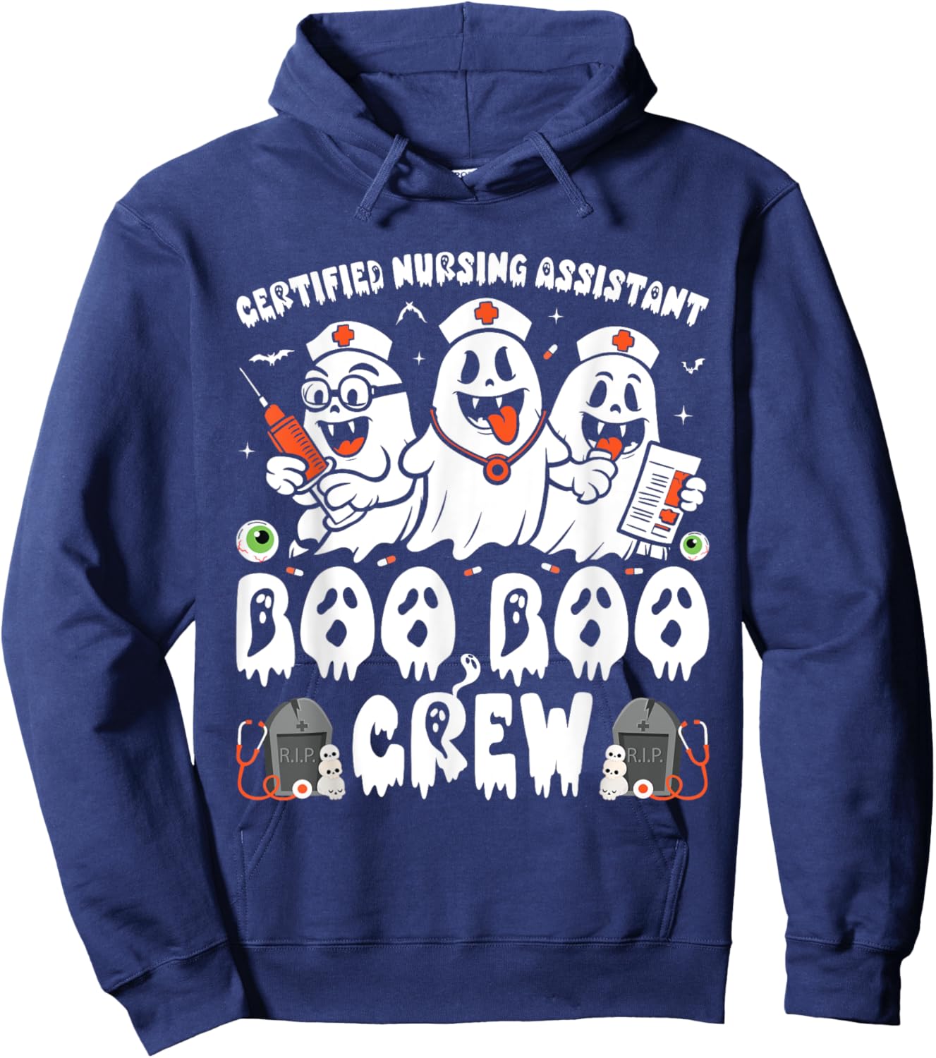 Certified Nursing Assistant Boo Boo Crew Halloween Ghost CNA Hoodie - Hoodie | Navy