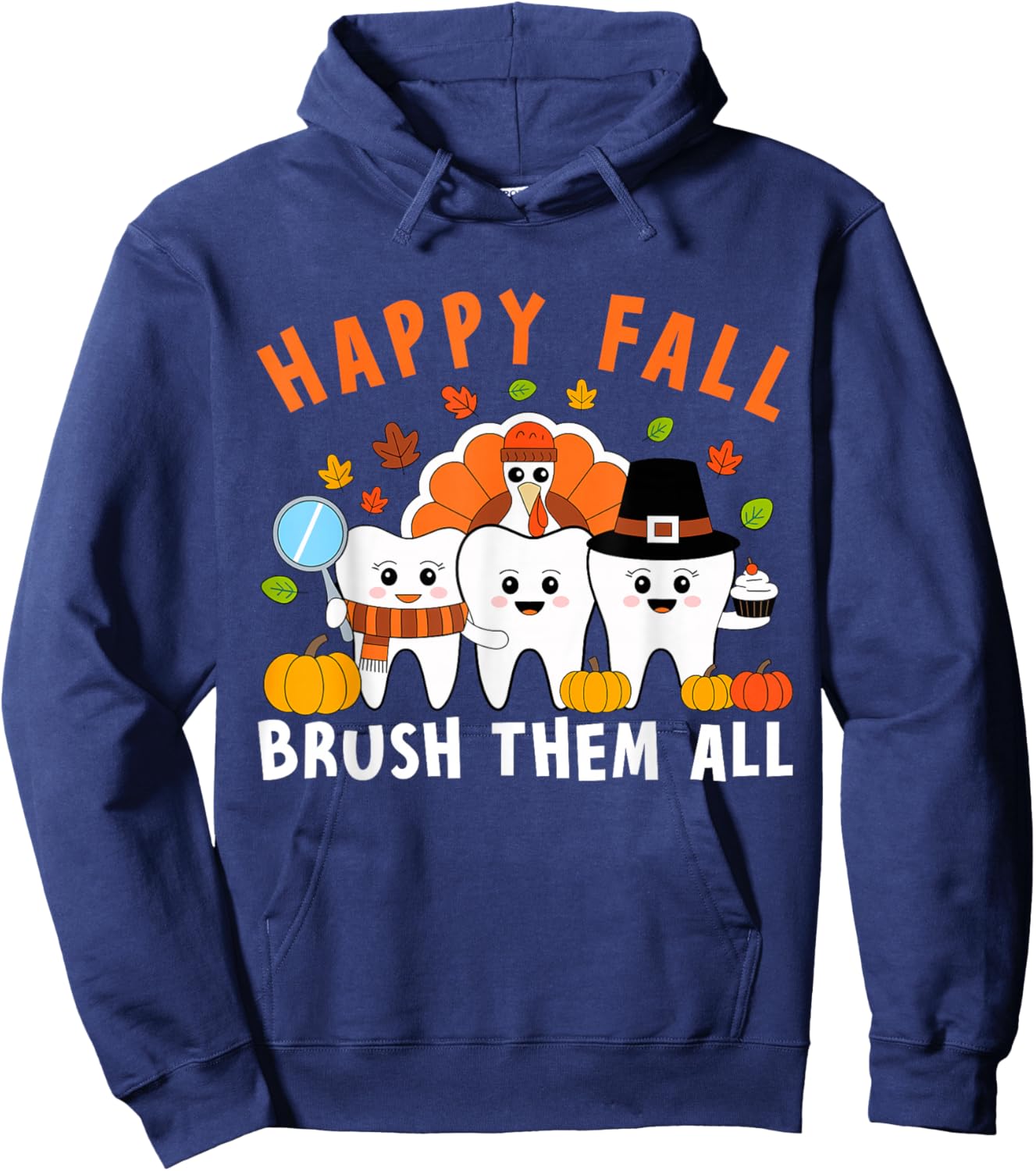 Thanksgiving Tooth Turkey Dentist Dental Women Hoodie - Hoodie | Navy
