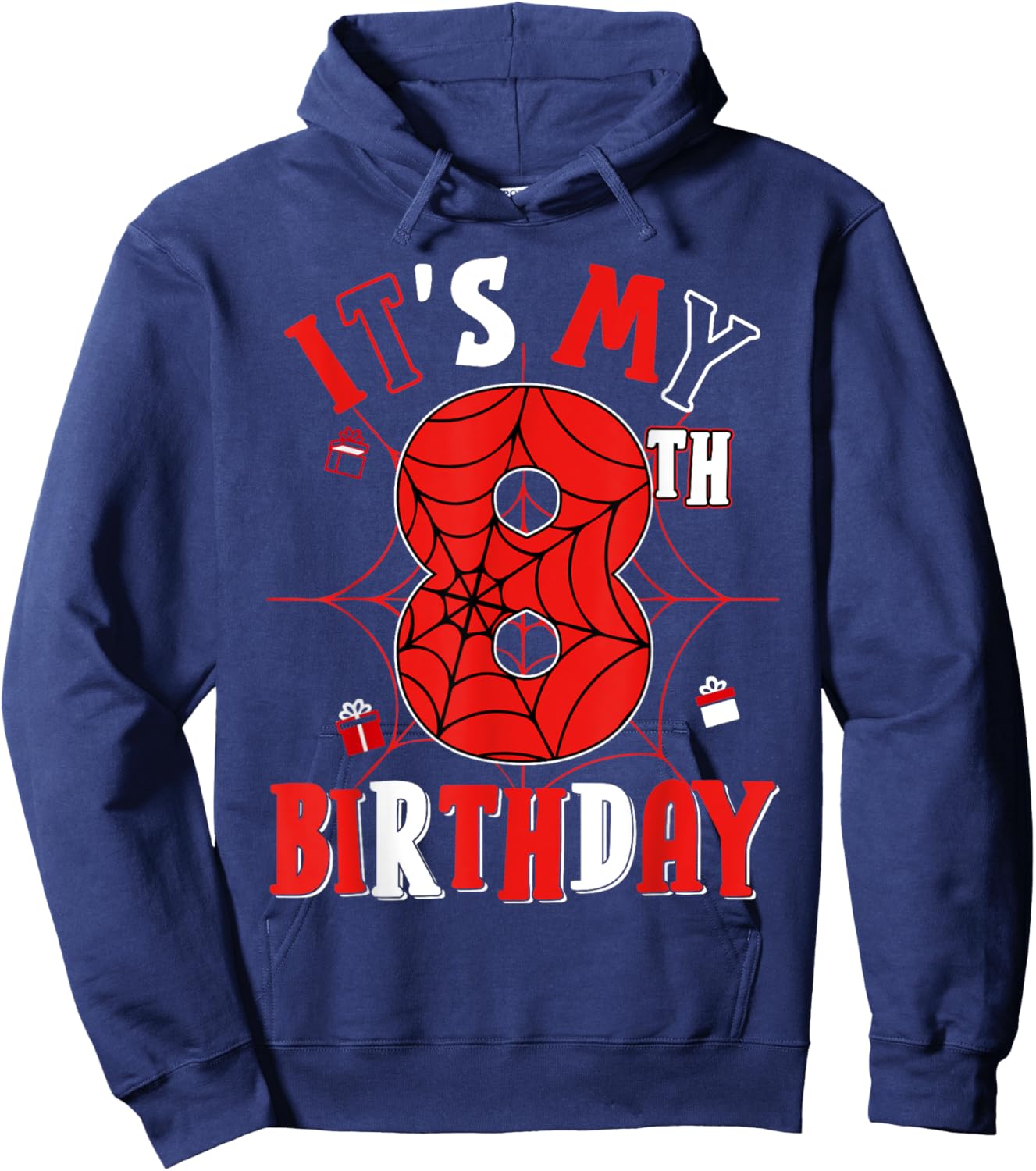 Birthday Party Spider Web Costume It's My 8th Birthday Hoodie - Hoodie | Navy