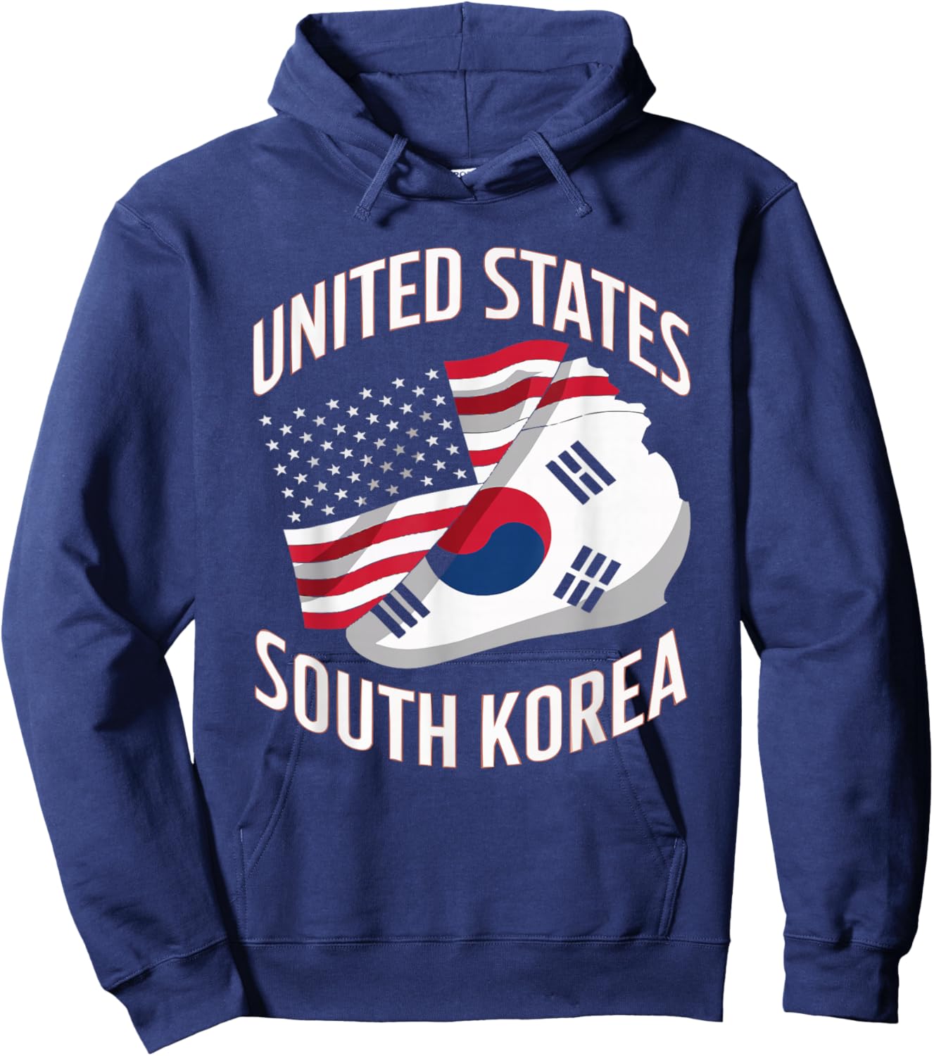 Half American Half Korean USA Flag South Korea America Hoodie - Hoodie | Navy
