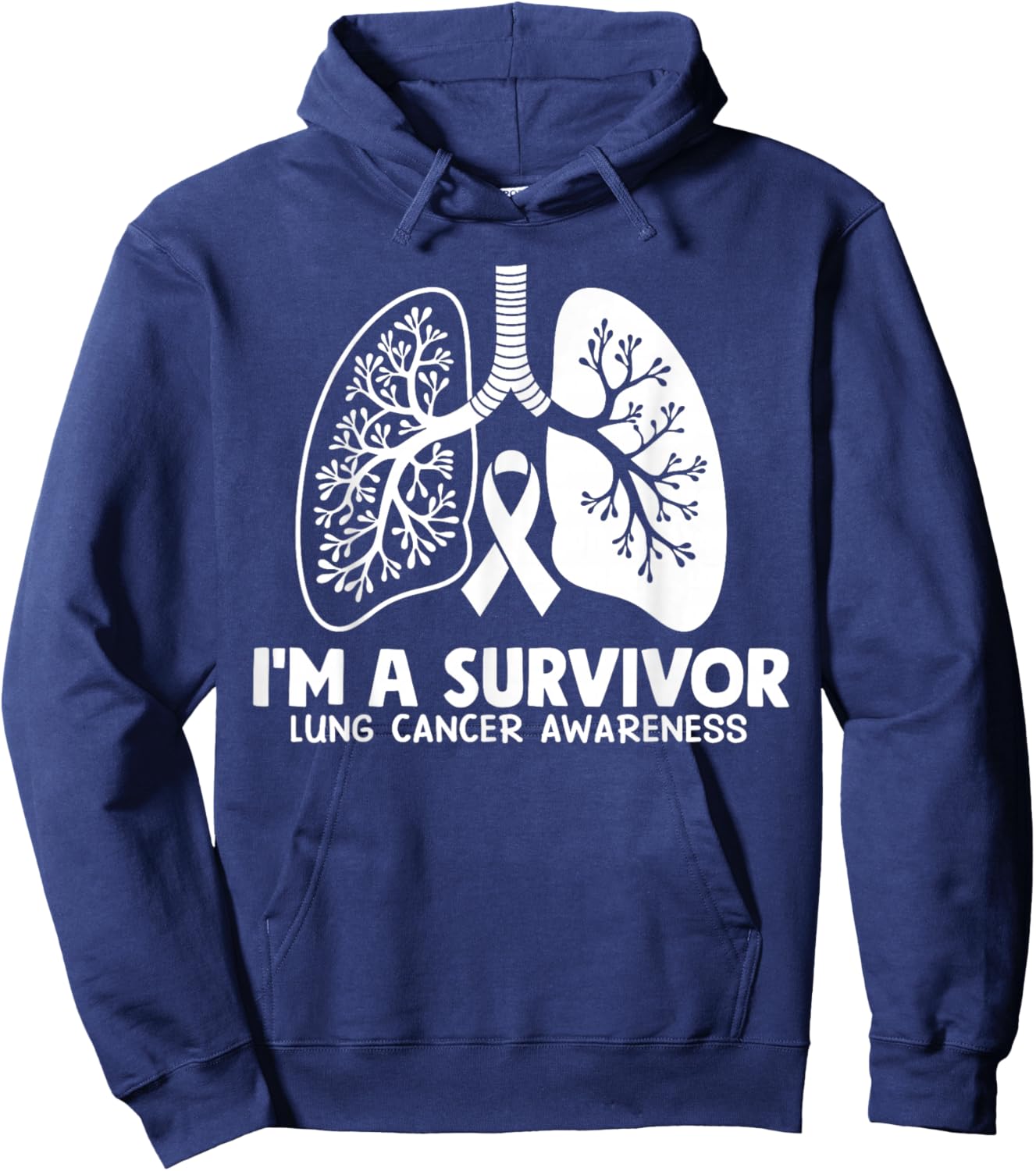I'm A Survivor Lung Cancer Awareness Month White Ribbon Hoodie - Hoodie | Navy