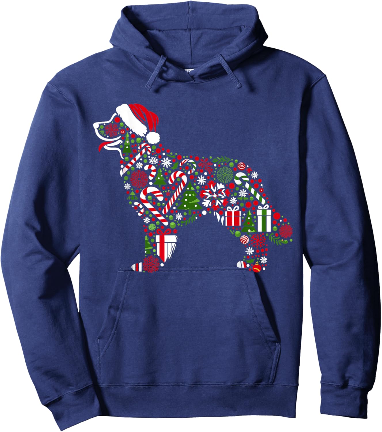 Christmas Tree Candy Golden Retriever Santa Christmas Kids Hoodie - Hoodie | Navy
