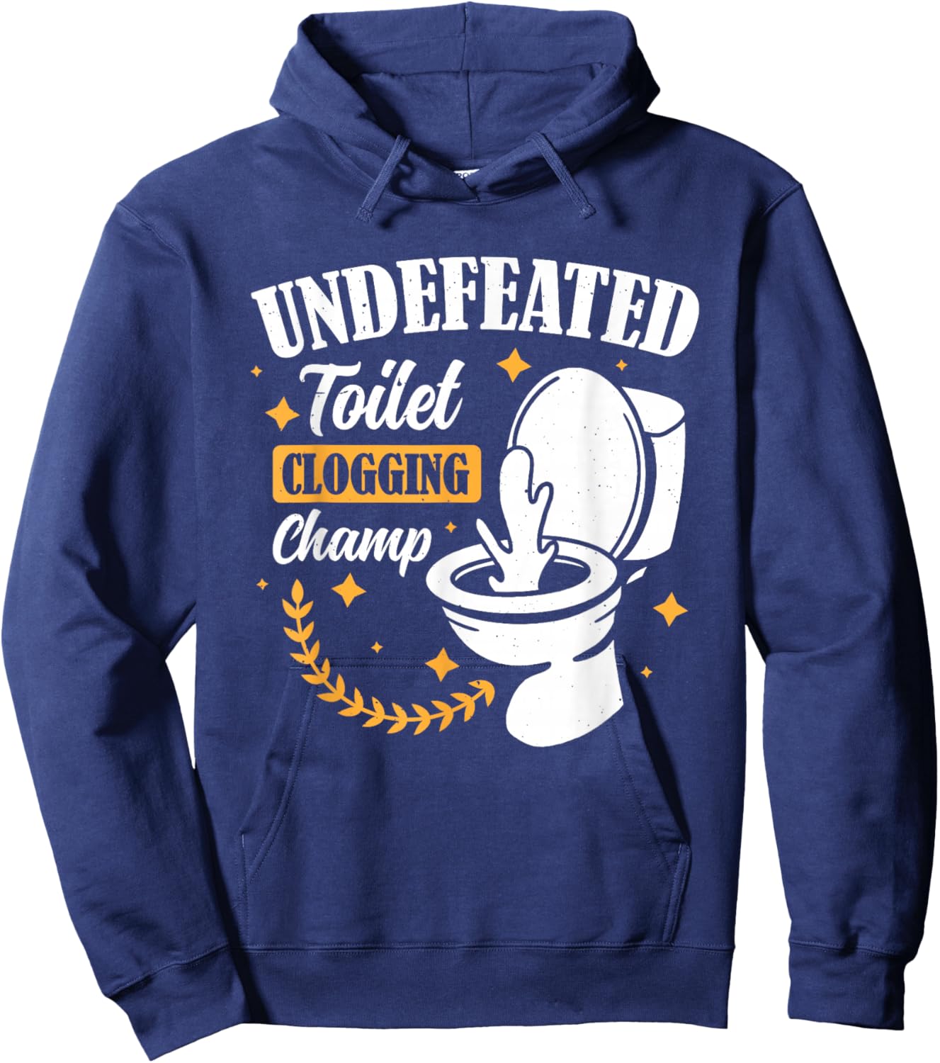 Clogged Toilet Funny Embarrassing Bathroom Adults Black Small Short Sleeve Hoodie - Hoodie | Navy
