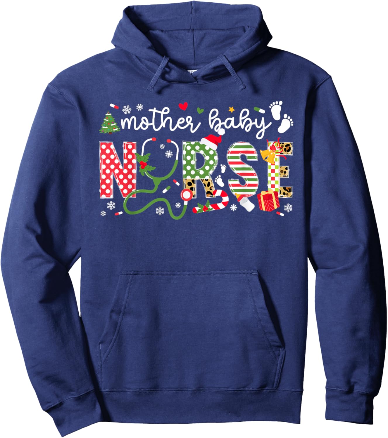 Mother Baby Nurse Christmas Mother Baby Nursing Xmas Hoodie - Hoodie | Navy