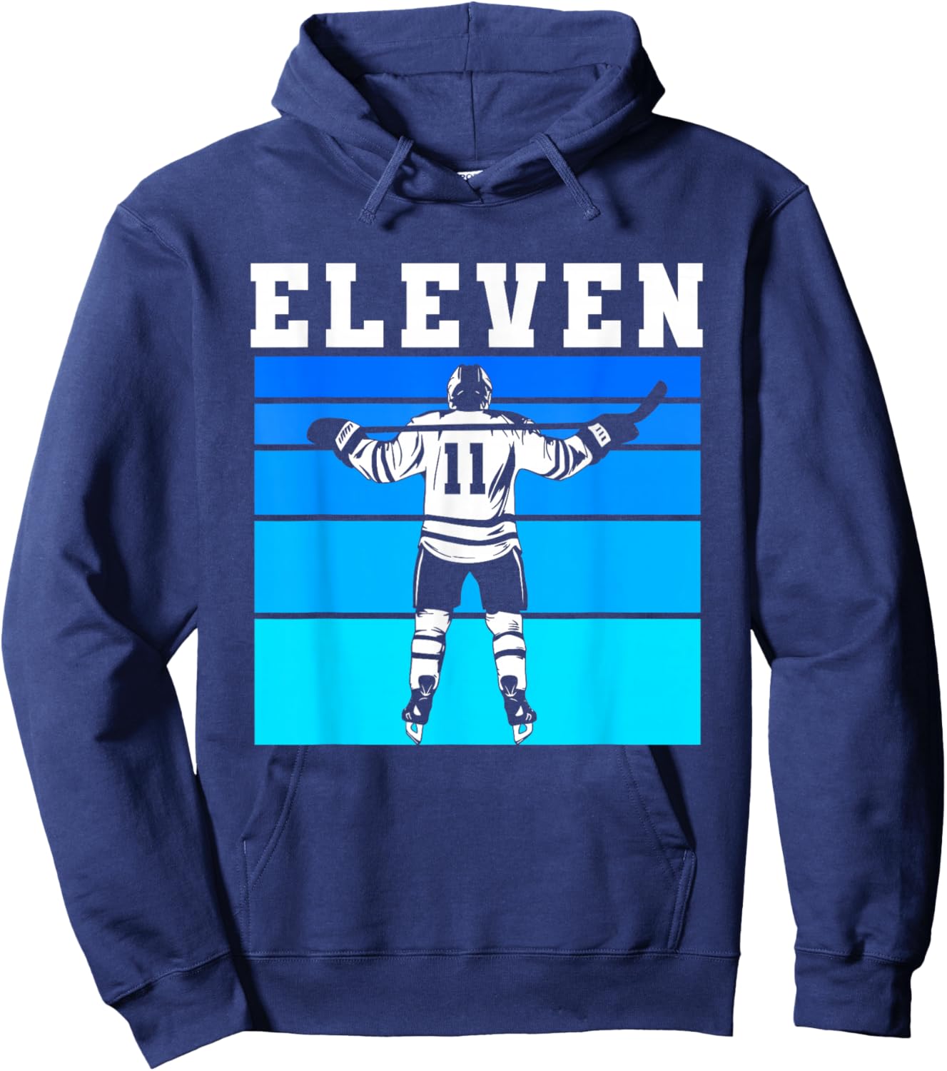 Hockey Boy 11th Birthday Eleven Ice Hockey Birthday Party Hoodie - Hoodie | Navy