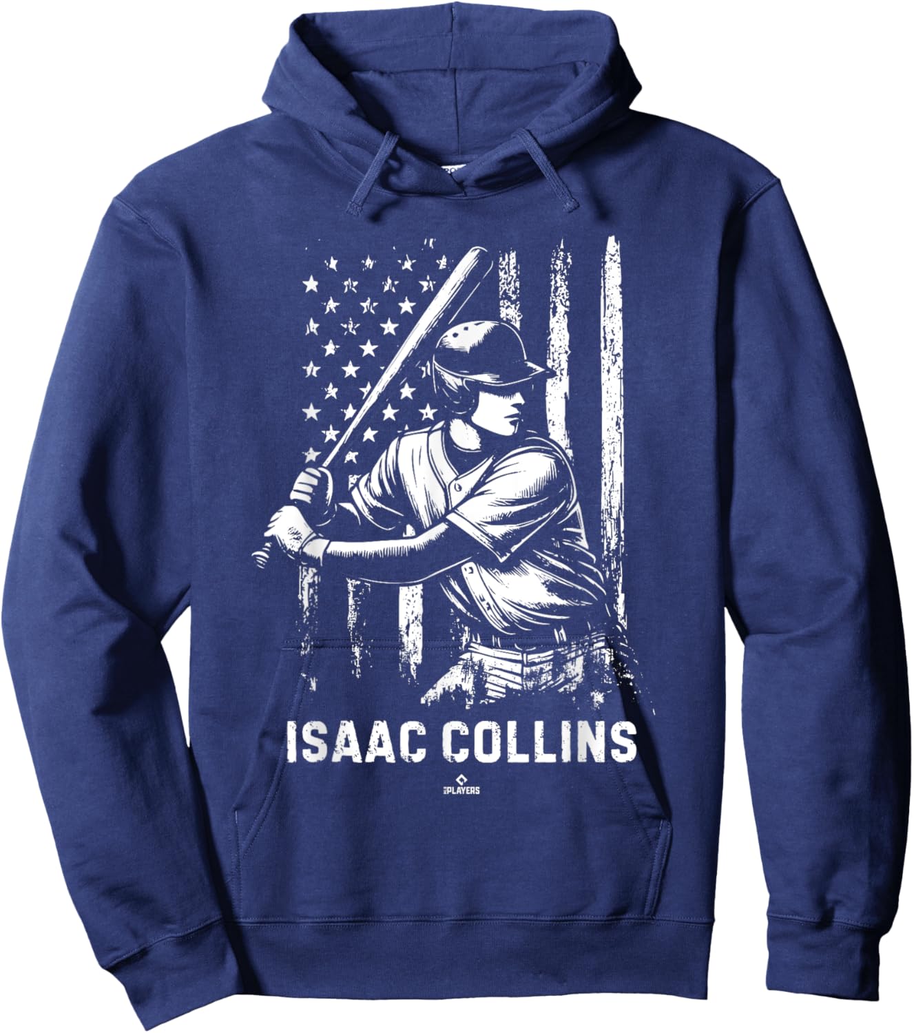 Player Illustration Flag Isaac Collins Prospect Baseball Fan Hoodie - Hoodie | Navy