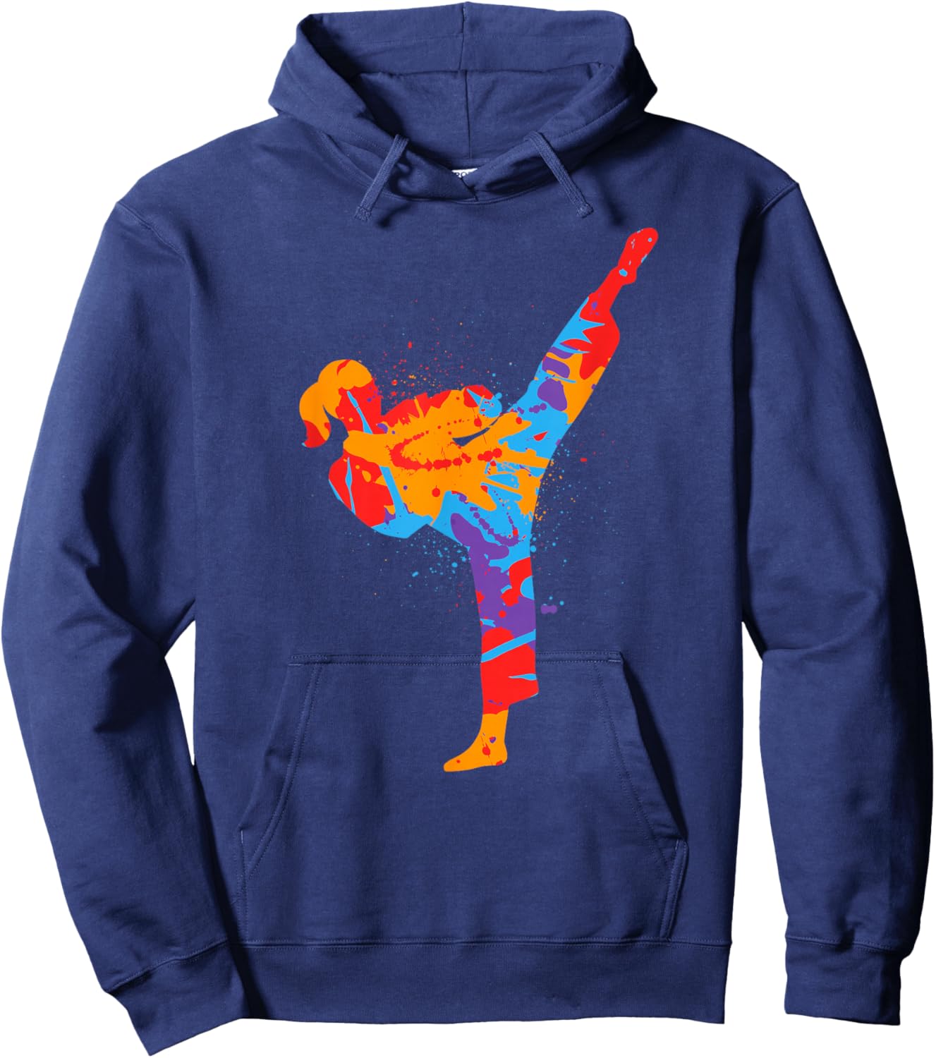 Karate Girl Colorful Martial Arts Kids Women Girls Taekwondo Hoodie - Hoodie | Navy